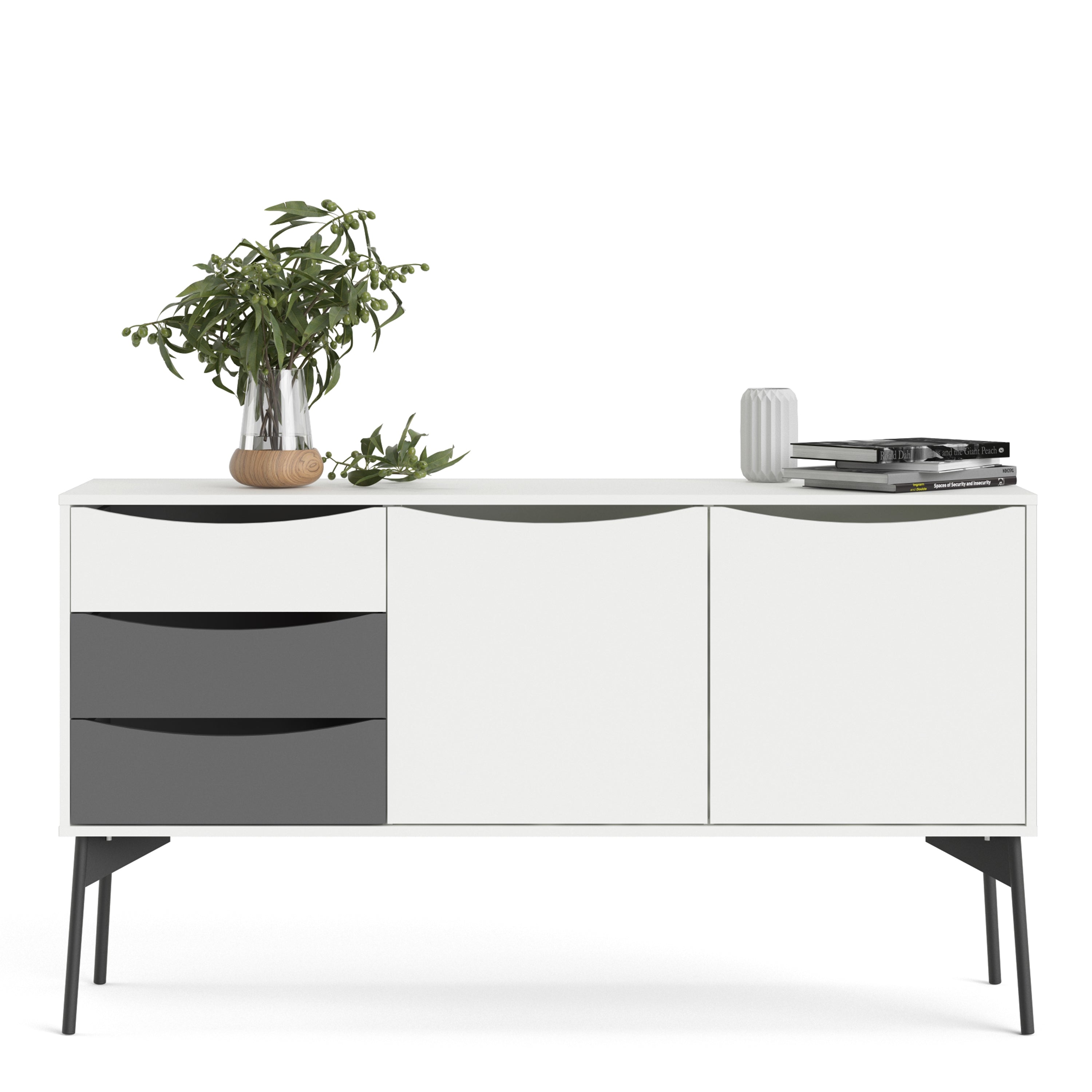 Fur Sideboard 2 Doors, 3 Drawers Grey and White