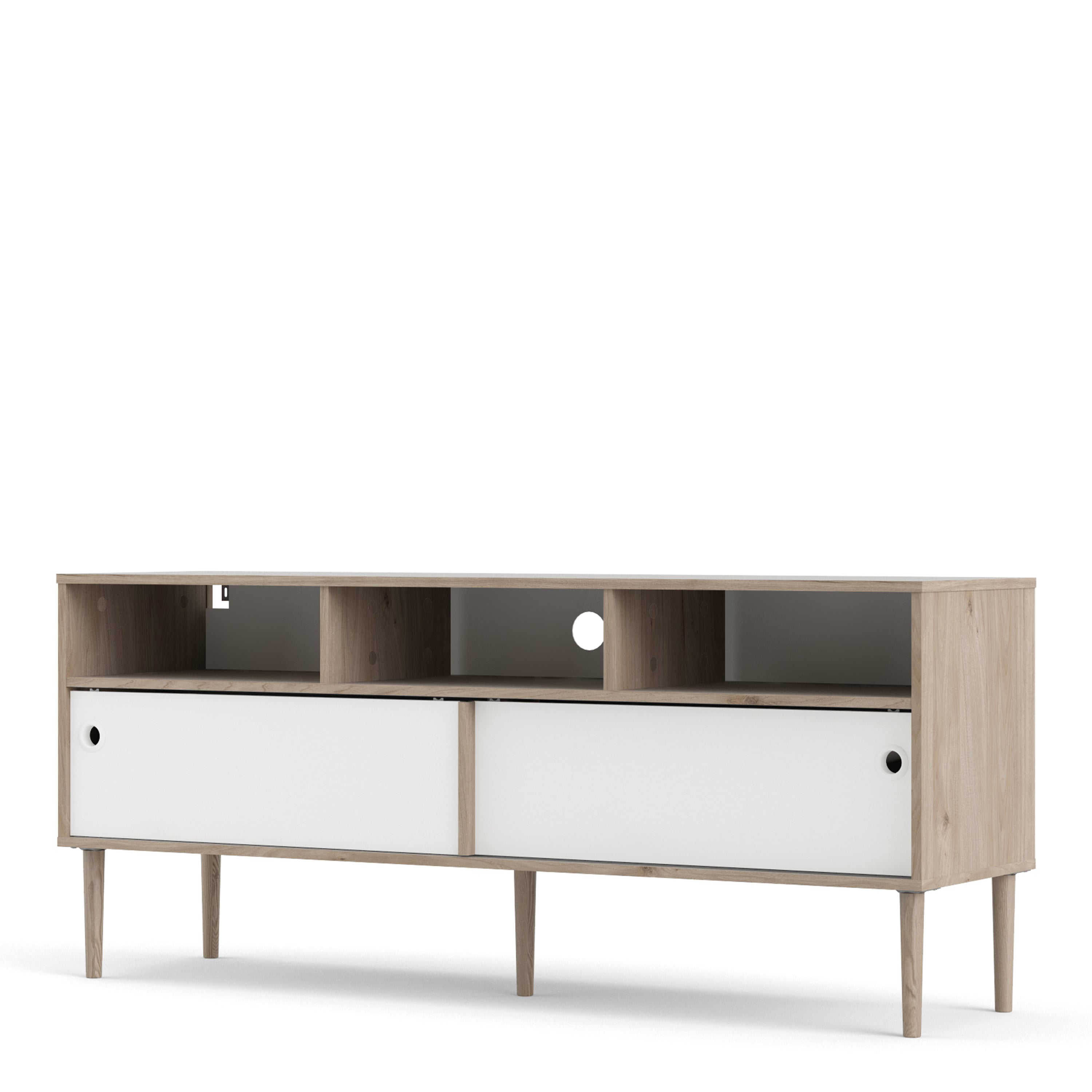 Rome TV Unit 2 Sliding Doors Oak and Matt White