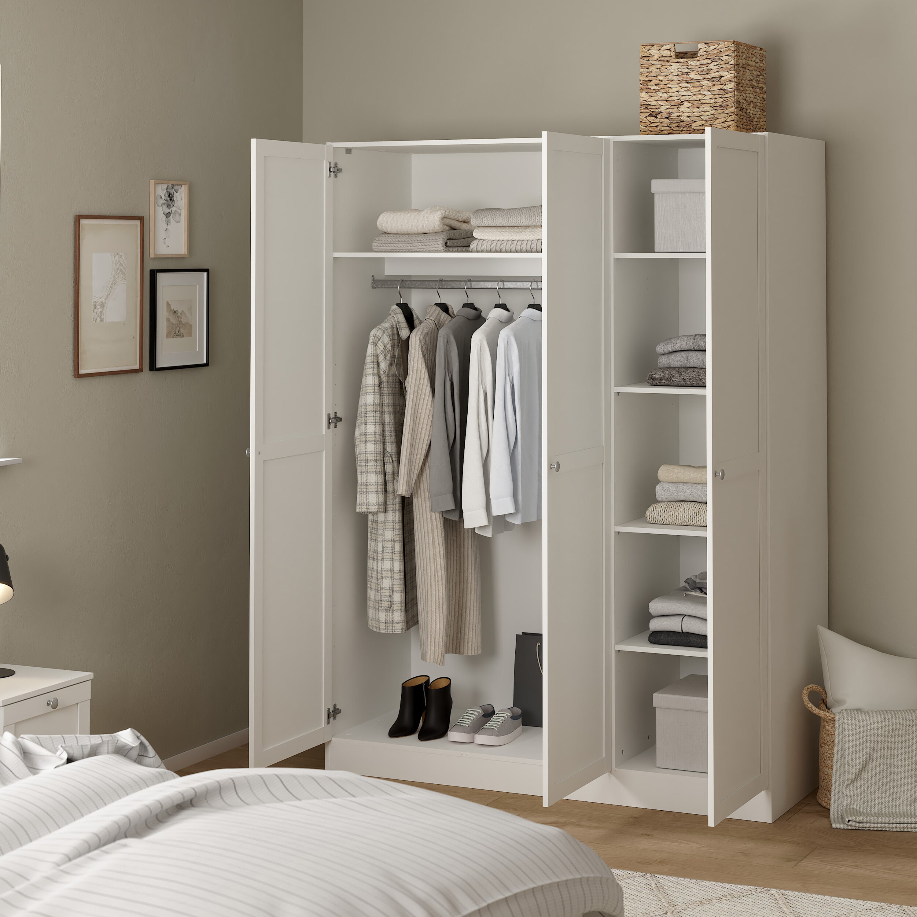 Brande Wardrobe with 3 Frame Doors in White