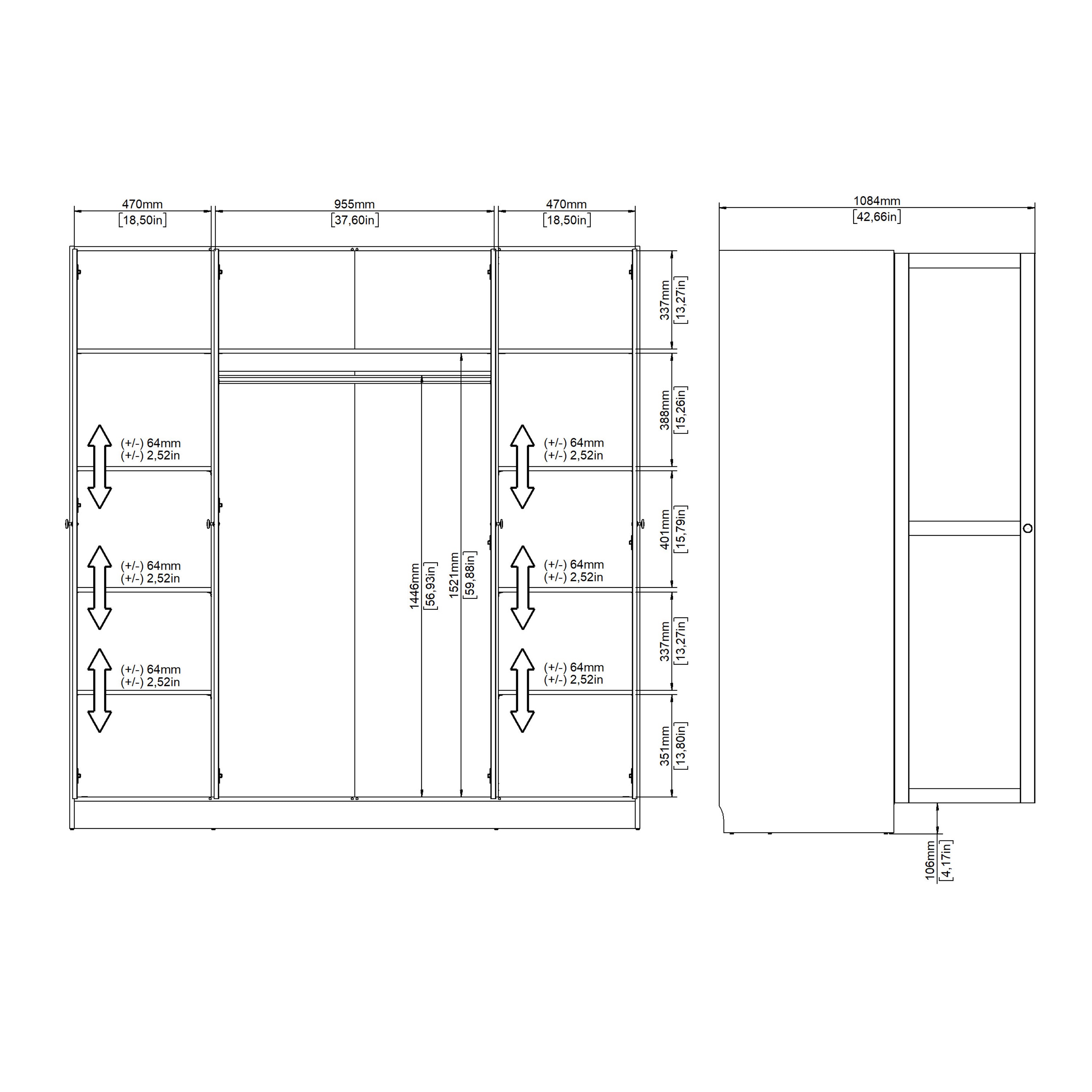 Brande Wardrobe with 4 Frame Doors in White
