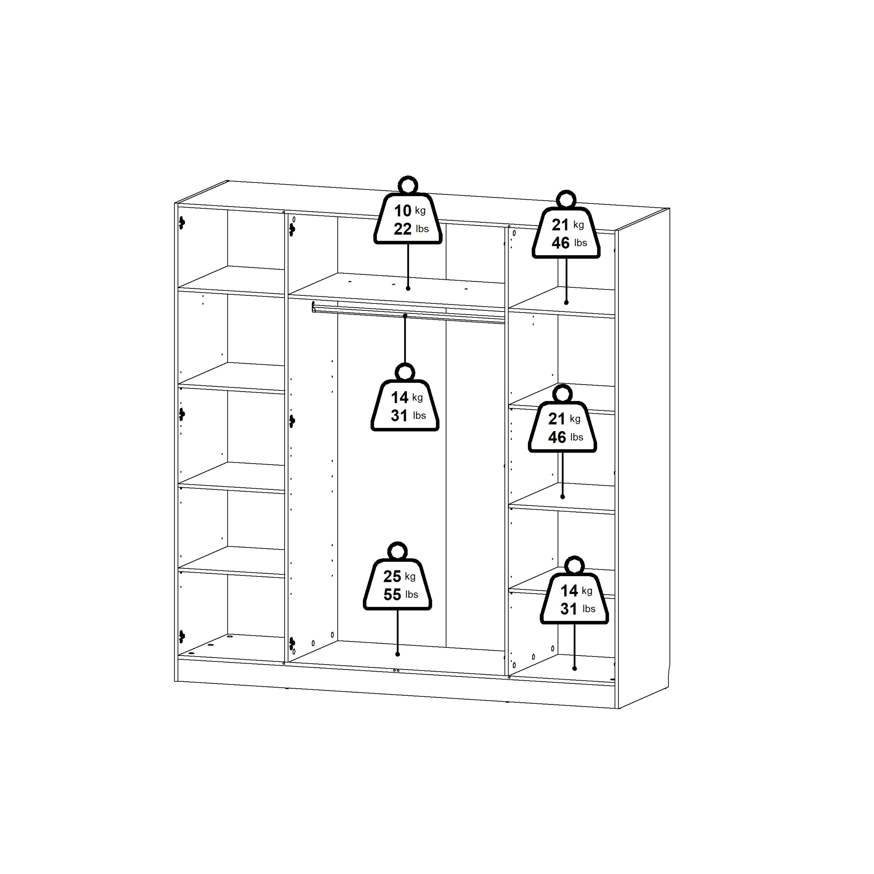 Brande Wardrobe with 4 Frame Doors in White