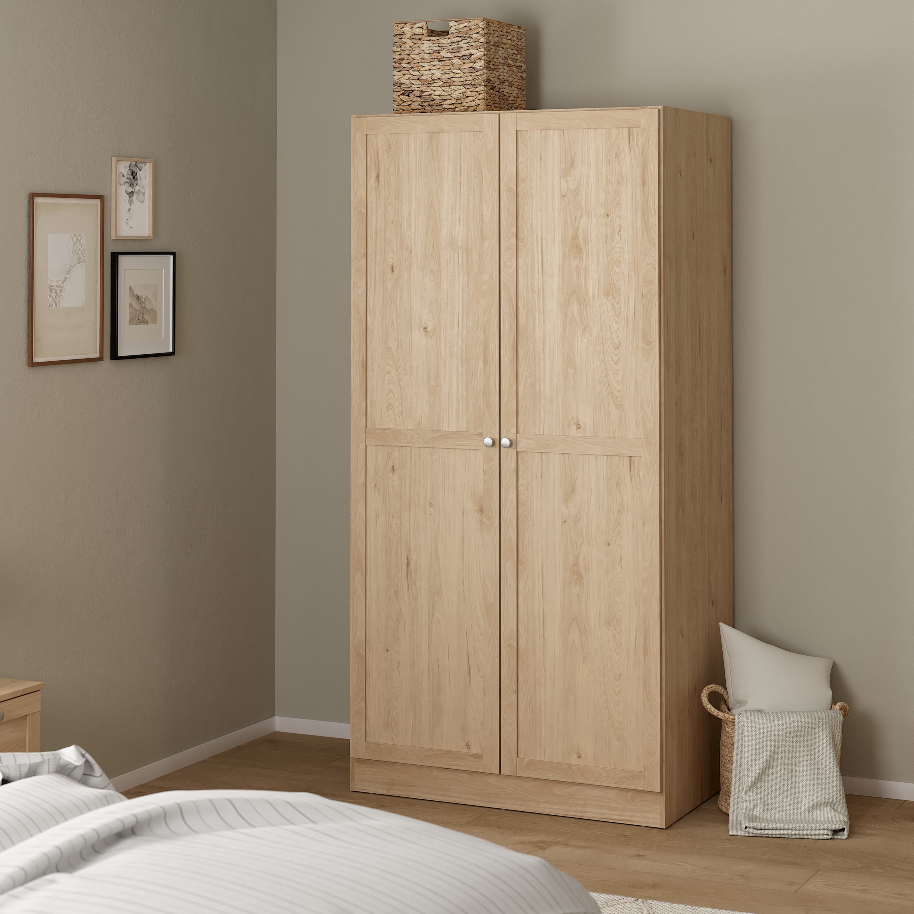 Brande Wardrobe with 2 Frame Doors in Jackson Hickory