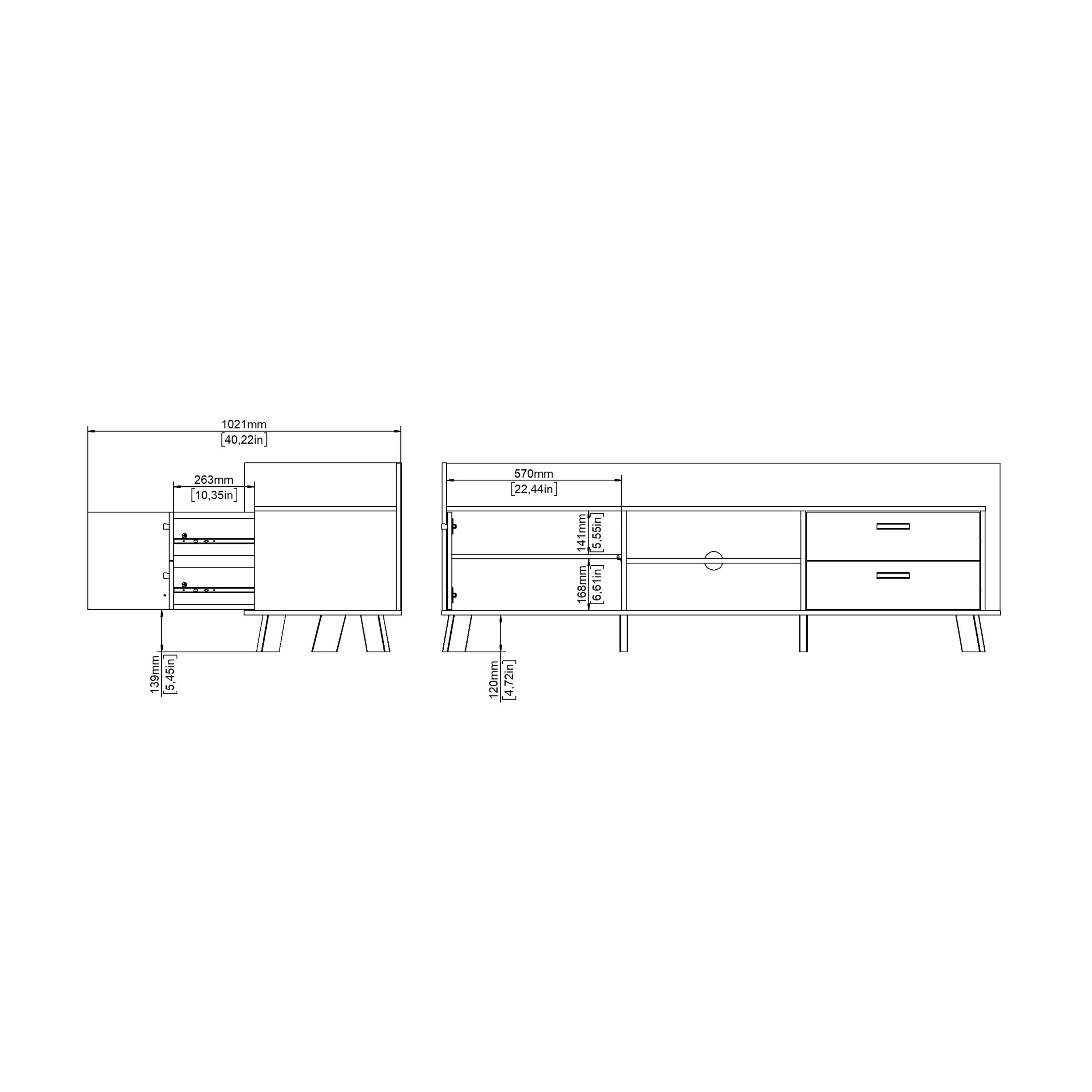 Ikast TV-unit with 1 Door + 2 Drawers in Jackson Hickory and White