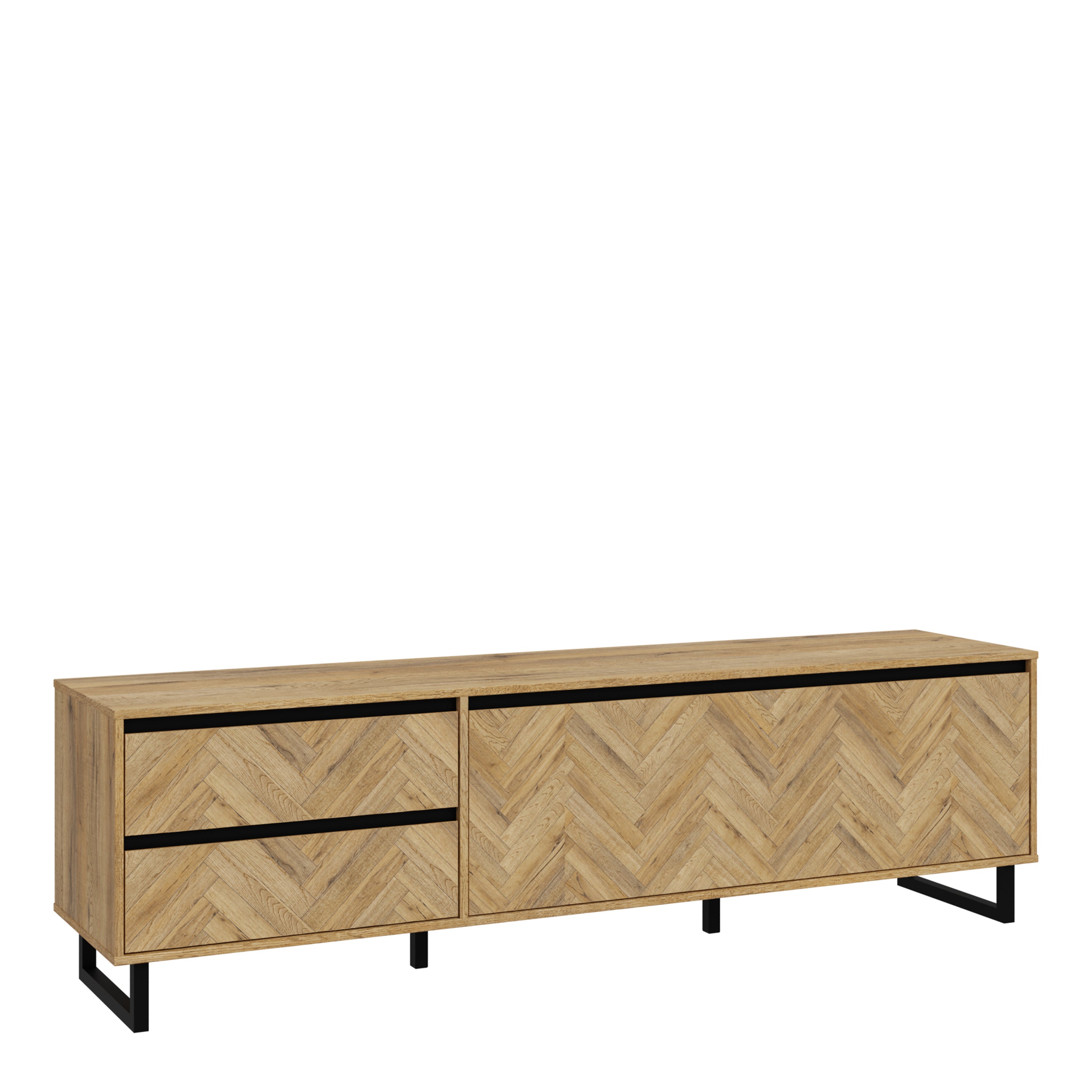 Nikomedes TV Unit in Spica Oak/Matt Black/Bartex Oak