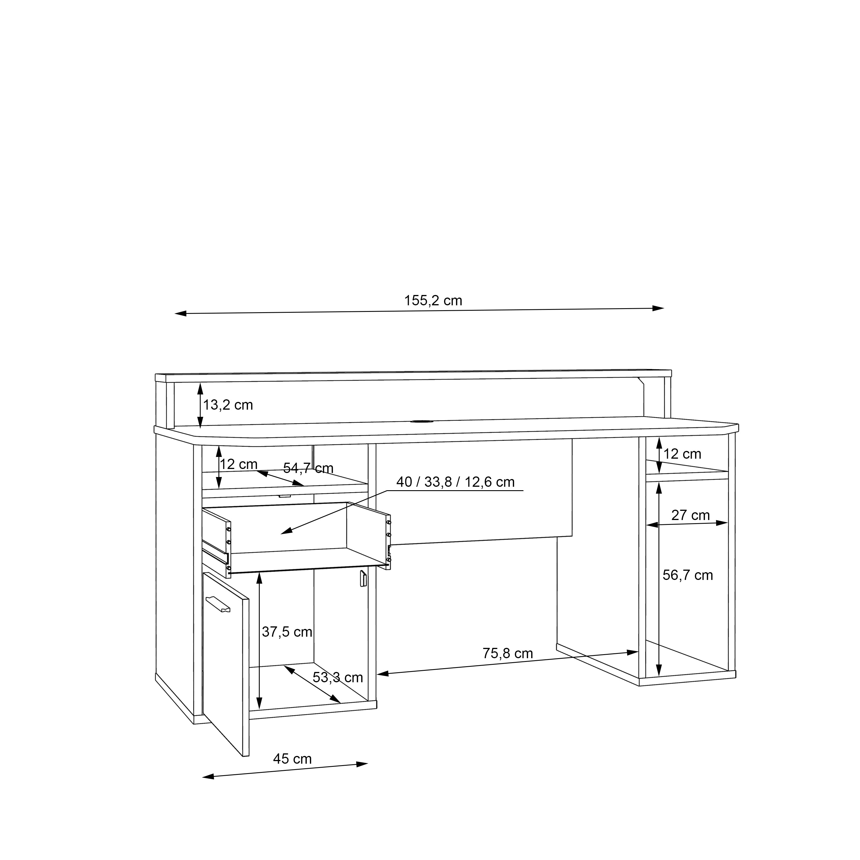 Tezaur White Gaming Desk with Colour Changing LED