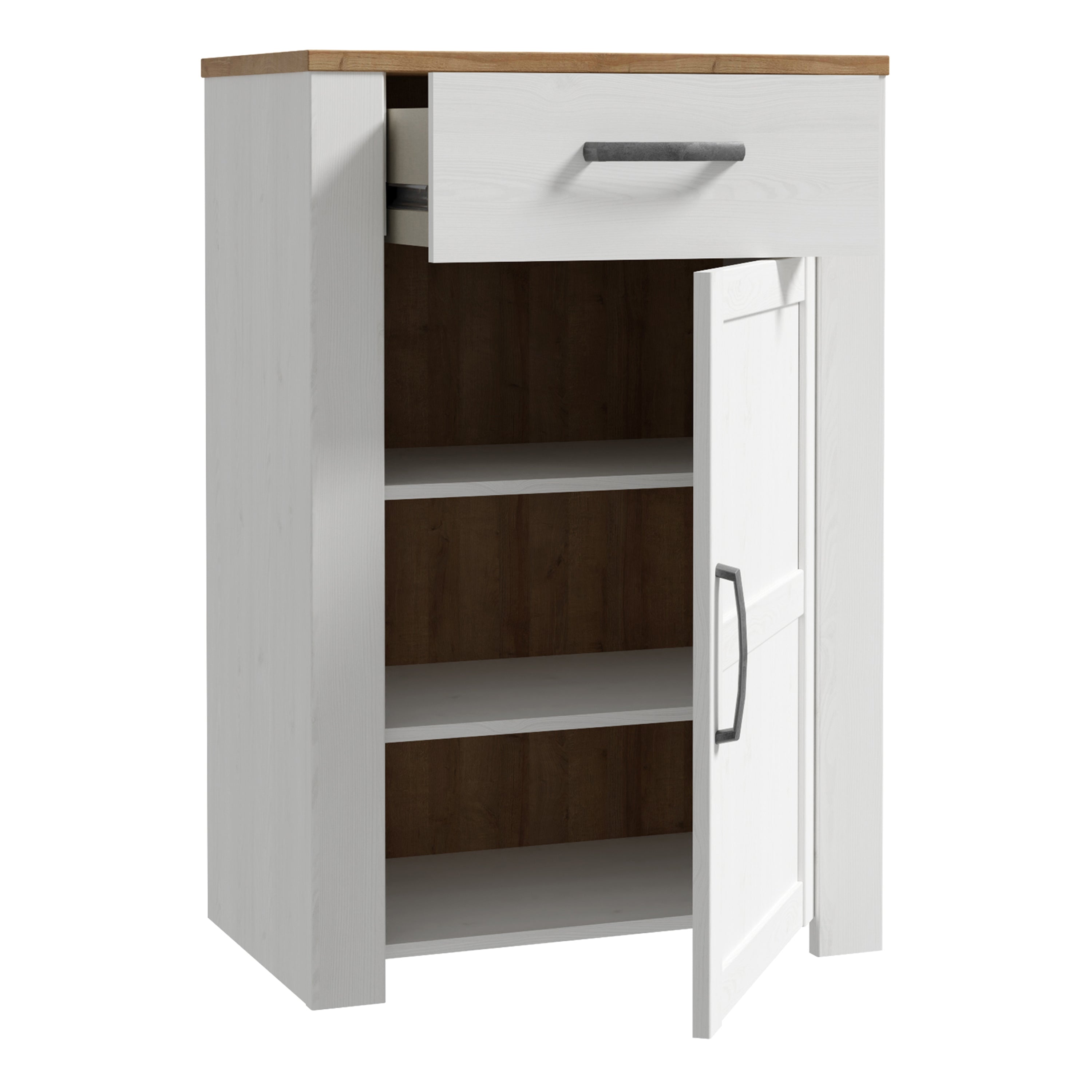 Bohol 1 Door 1 Drawer Shoe Cabinet in Riviera Oak/White