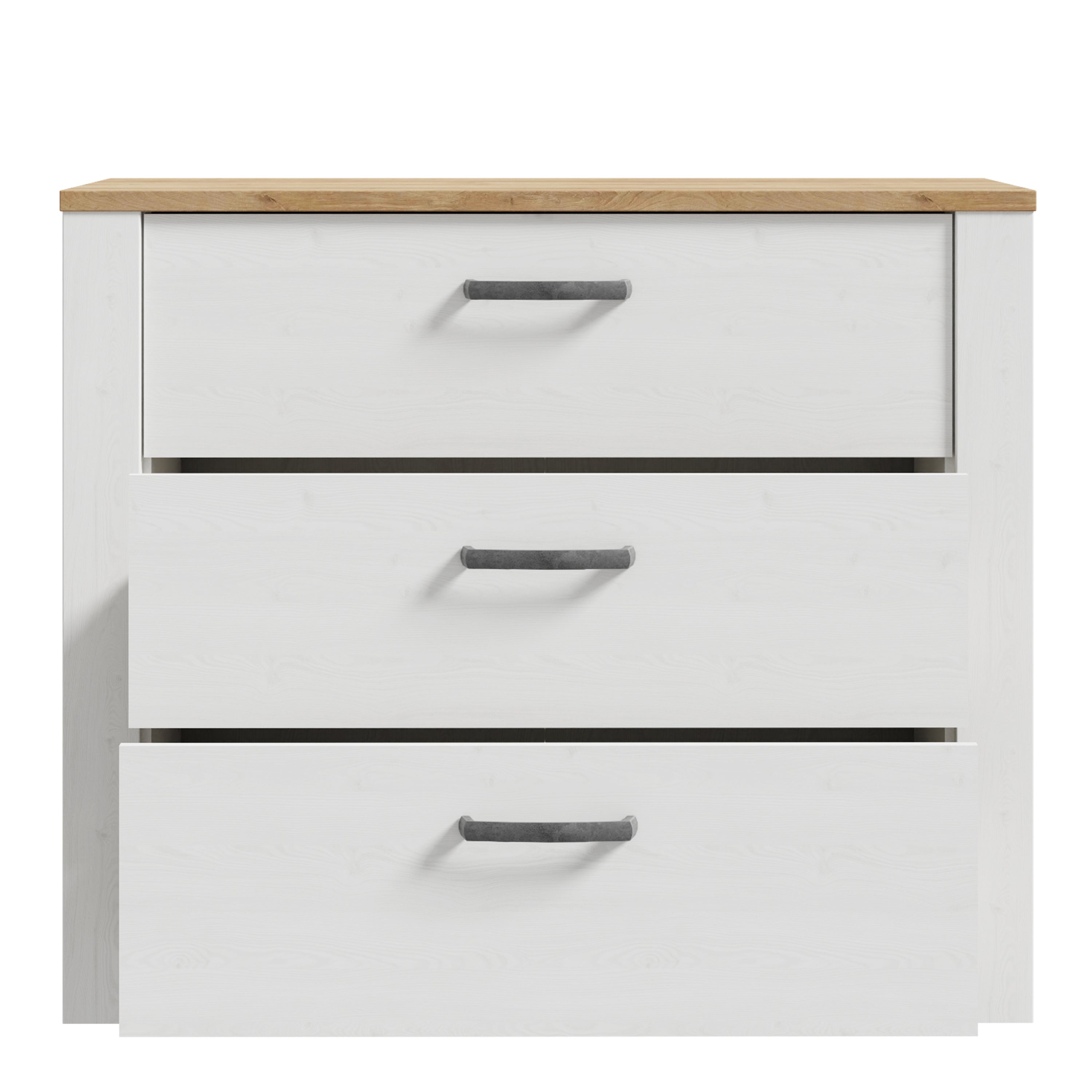 Bohol 3 Drawer Chest in Riviera Oak/White