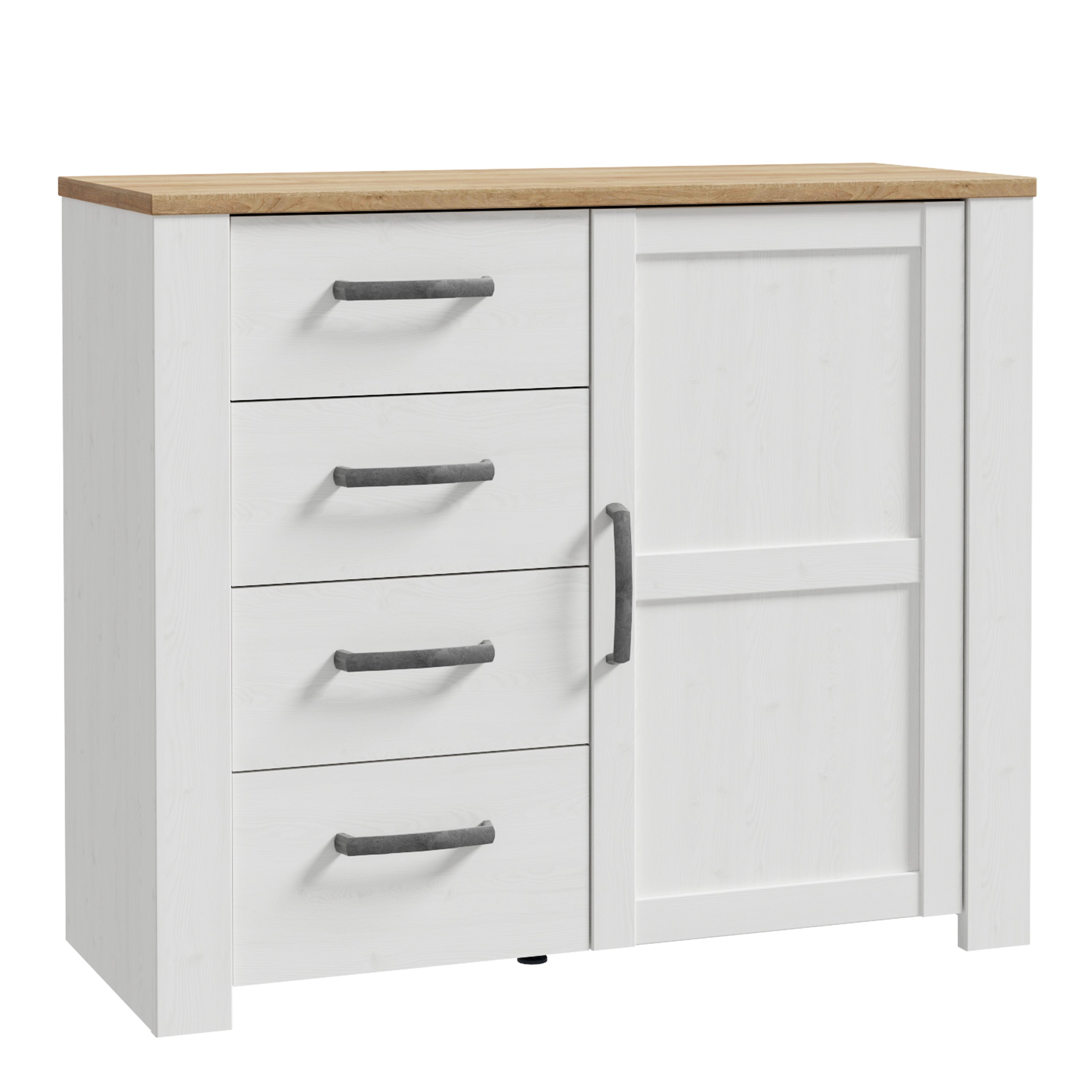 Bohol 1 Door 4 Drawer Chest in Riviera Oak/White