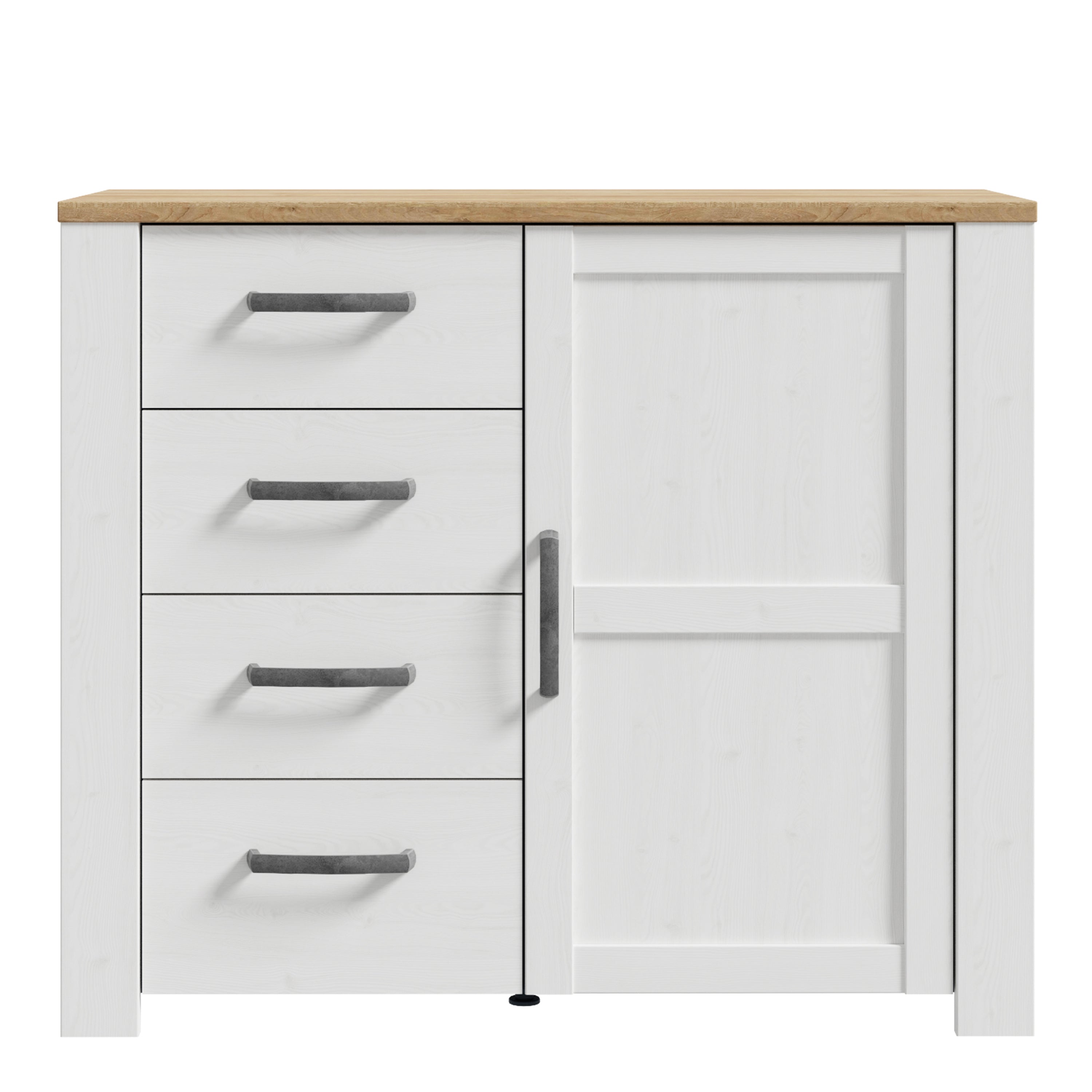 Bohol 1 Door 4 Drawer Chest in Riviera Oak/White