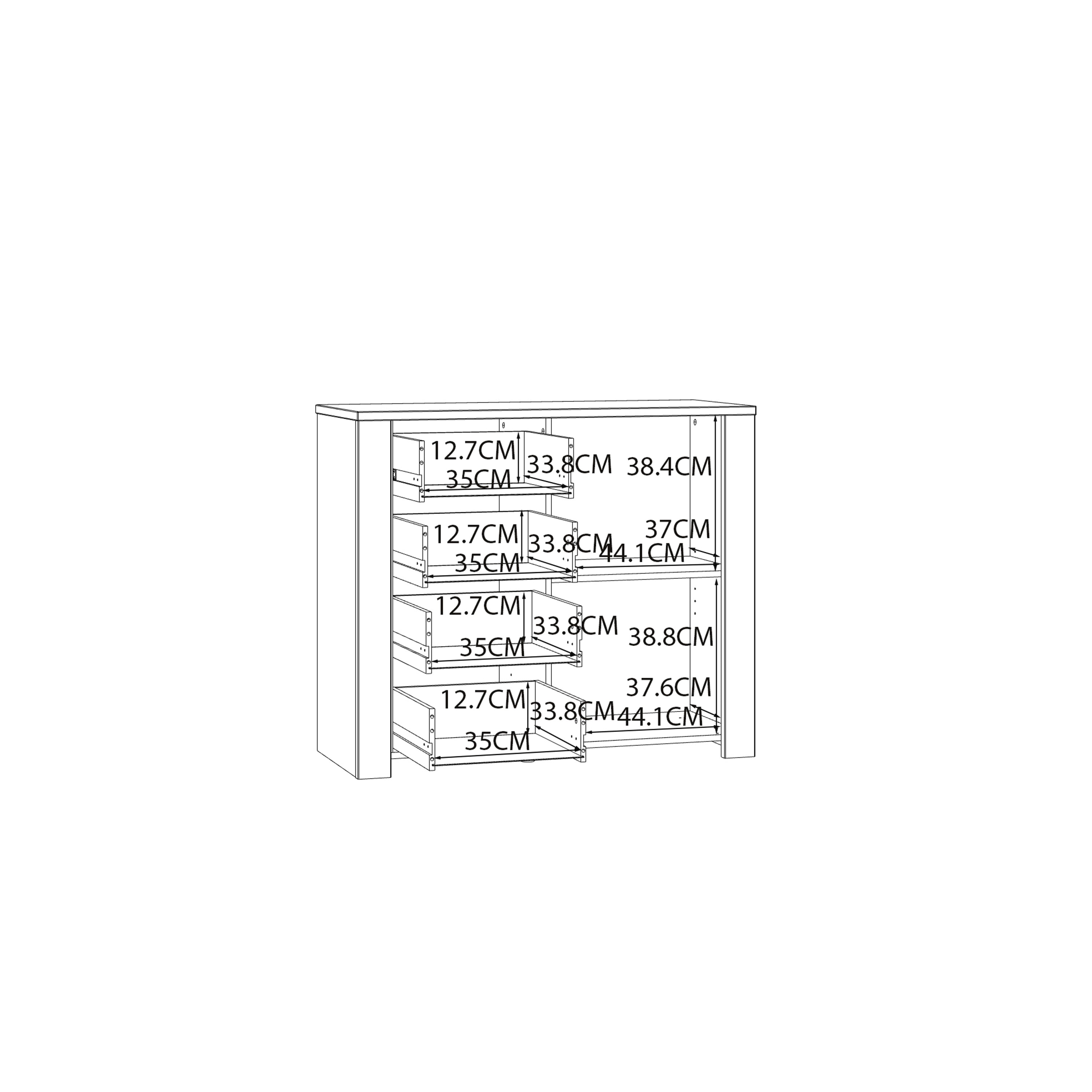 Bohol 1 Door 4 Drawer Chest in Riviera Oak/White