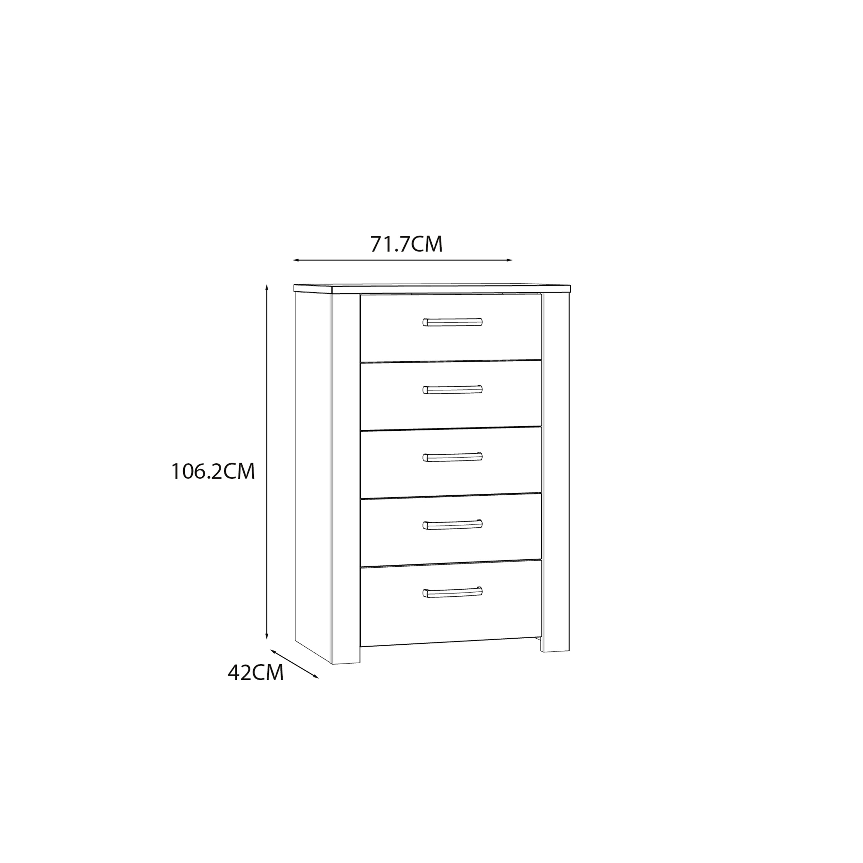 Bohol 5 Drawer Narrow Chest in Riviera Oak/White