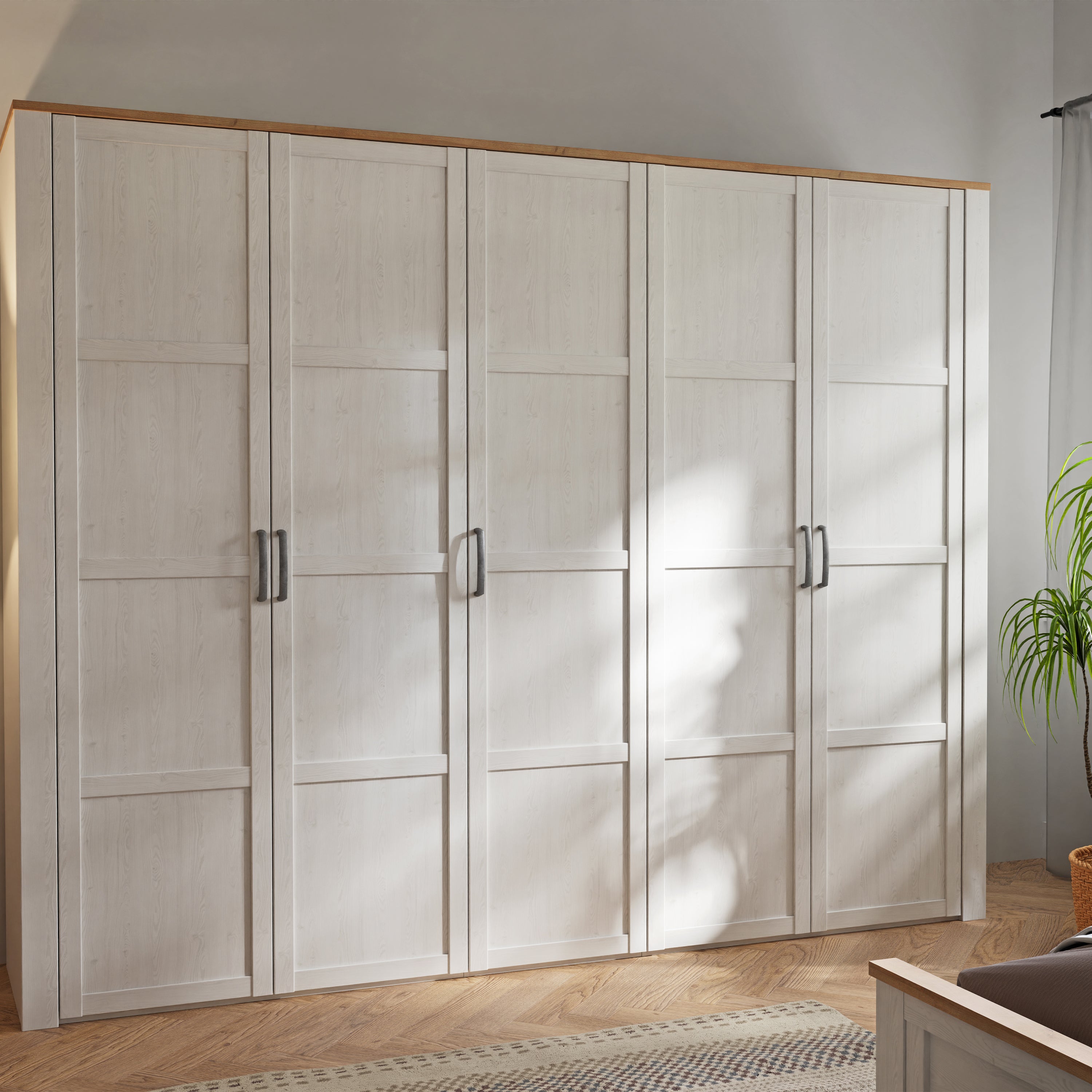 Bohol 5 Door Wardrobe in Riviera Oak/White