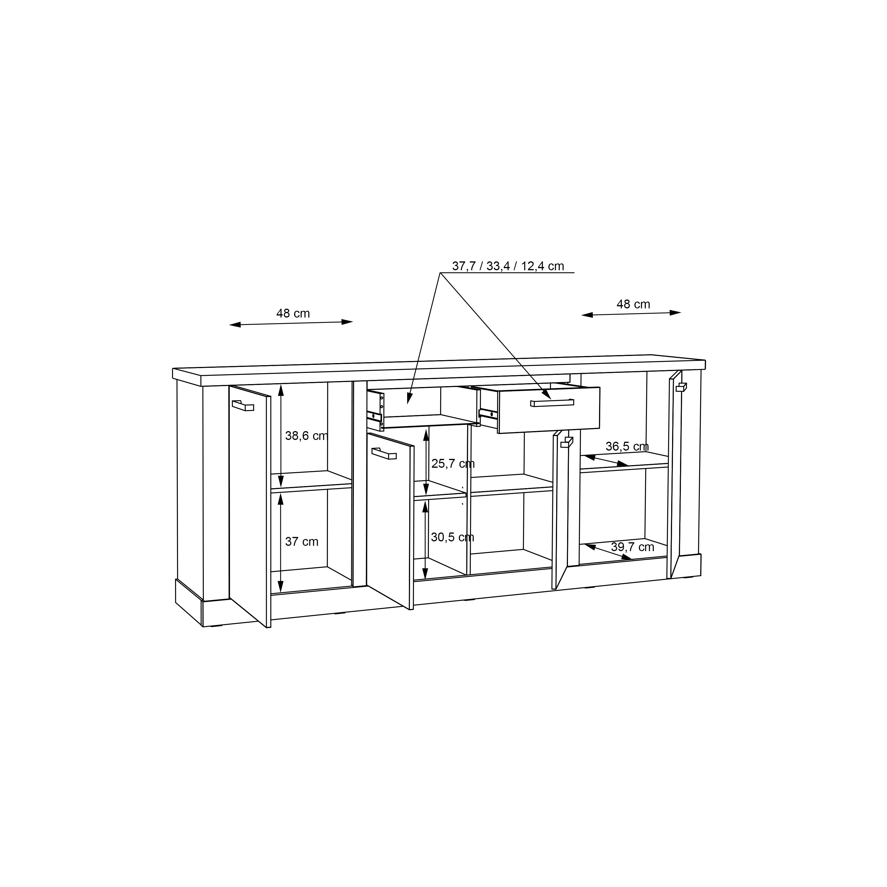 Corona 4 Door 2 Drawer Sideboard in Artisan Oak
