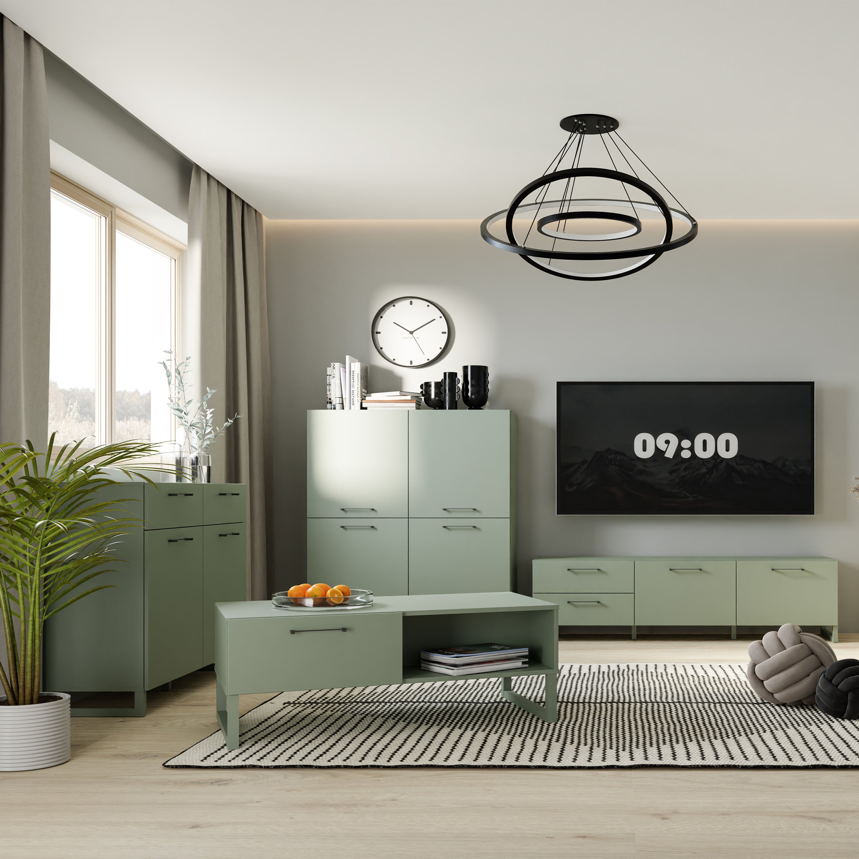 Sali 4 Door Highboard in Sage Green