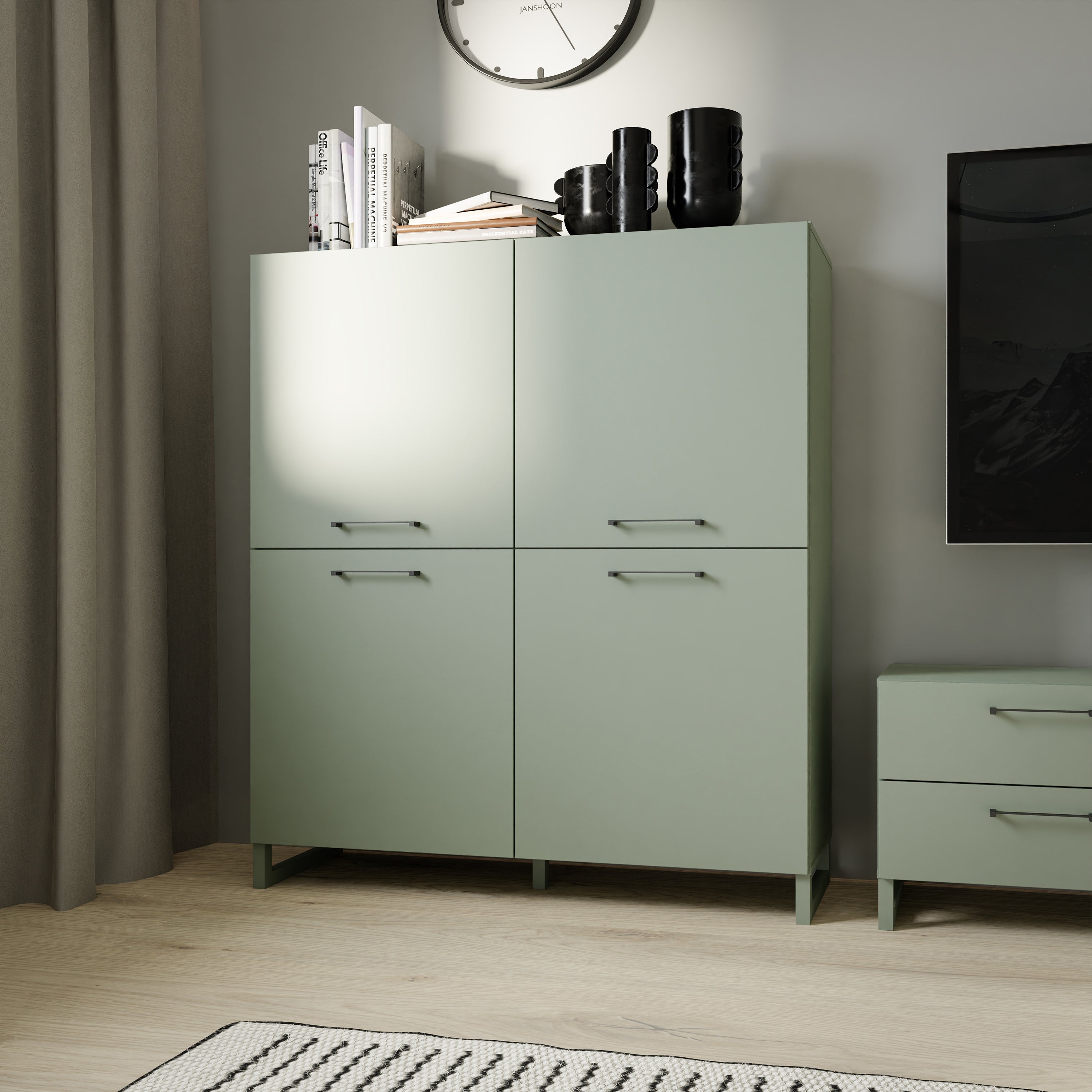 Sali 4 Door Highboard in Sage Green