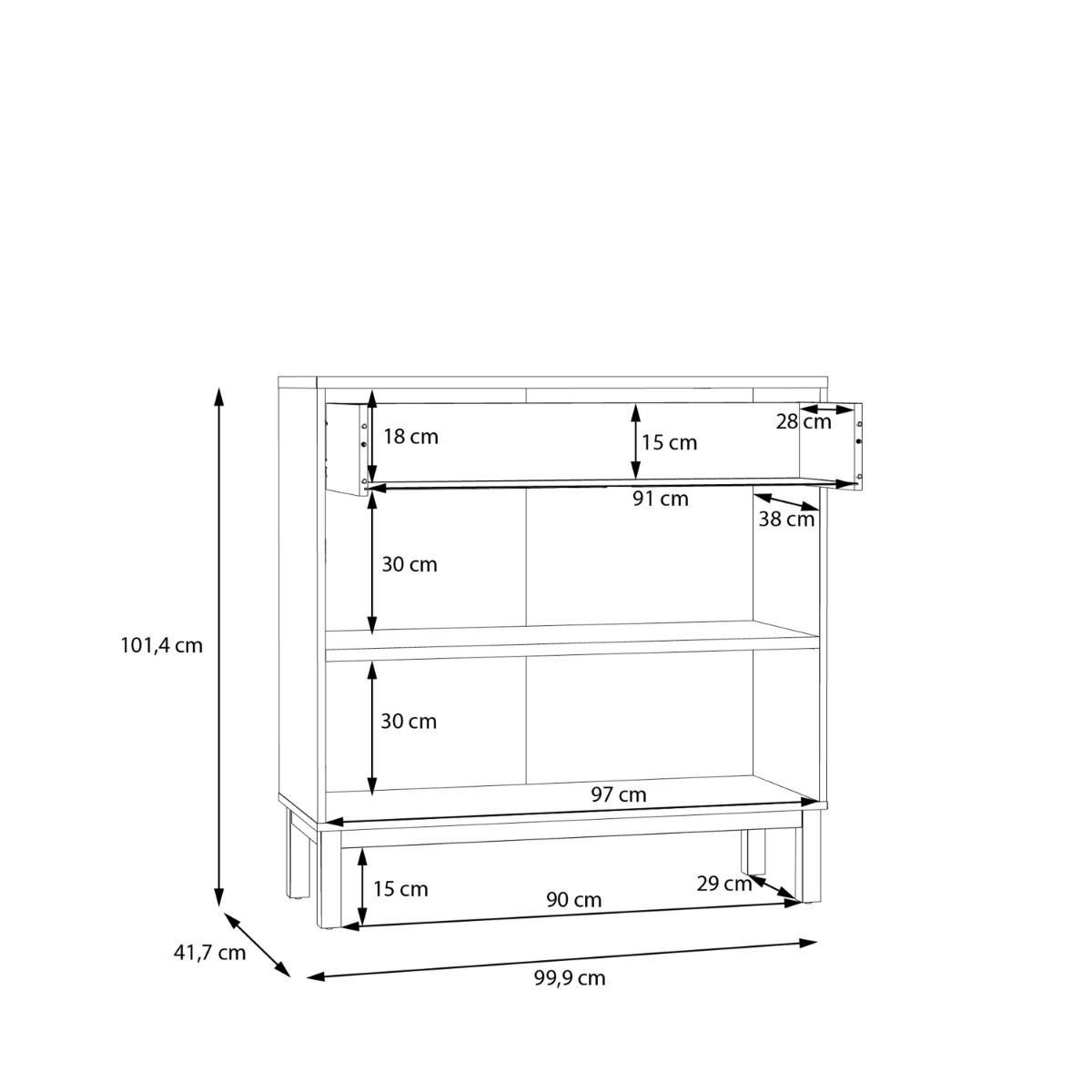Wensley 2 Door 1 Drawer Console in Light Grey and Oak