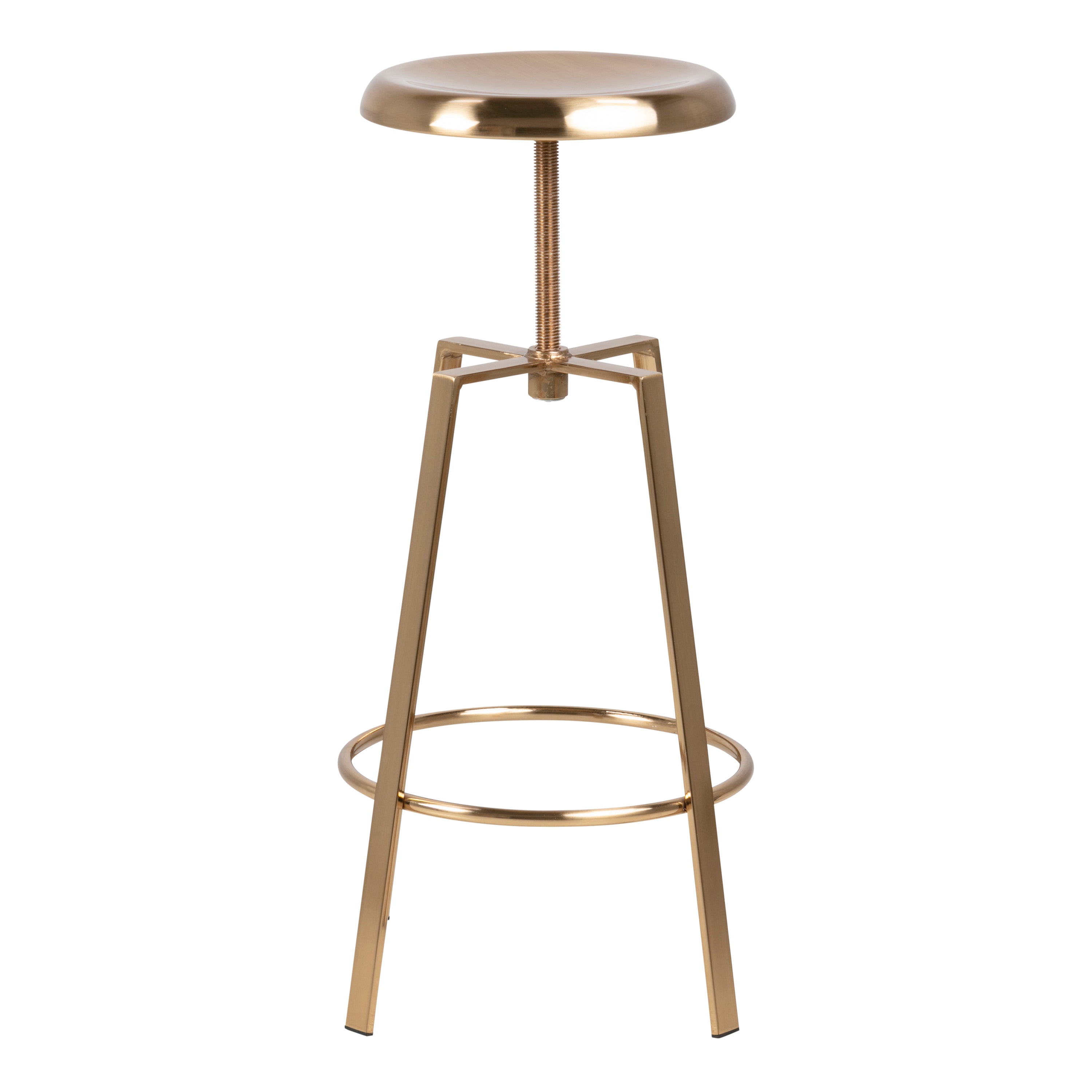 Goose Bar Stool Without Back in Gold Brushed Steel With Adjustable Height