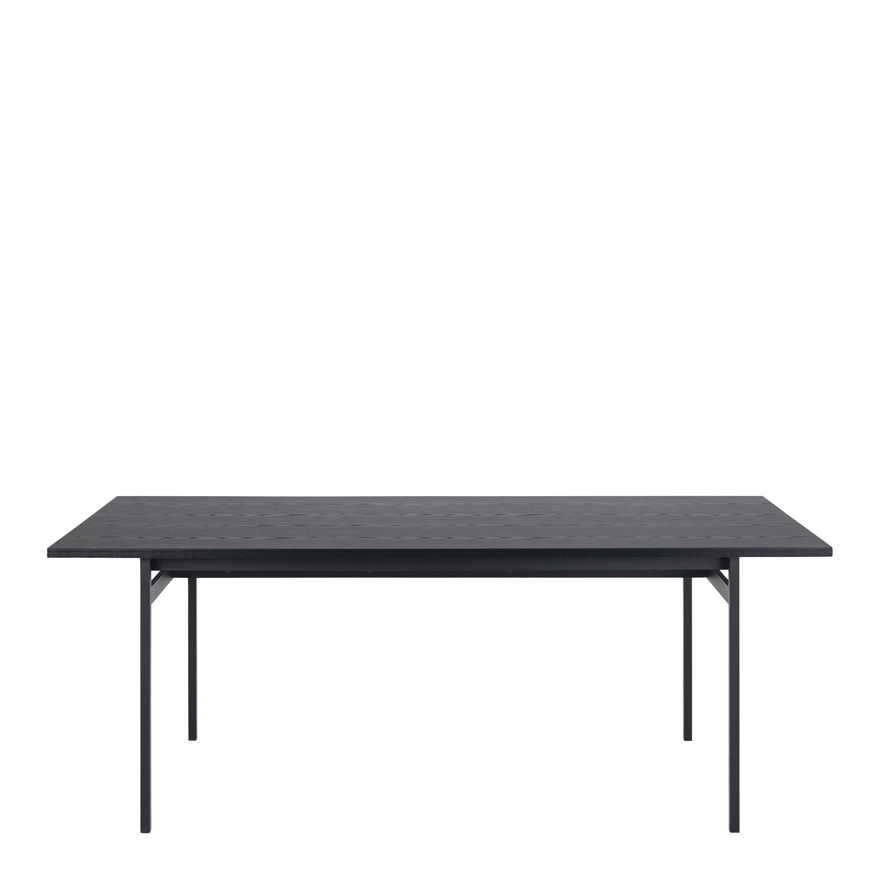 Angus Dining Table in Black 200x74cm Included 4 Carrie Swivel Dining Chairs in Sand