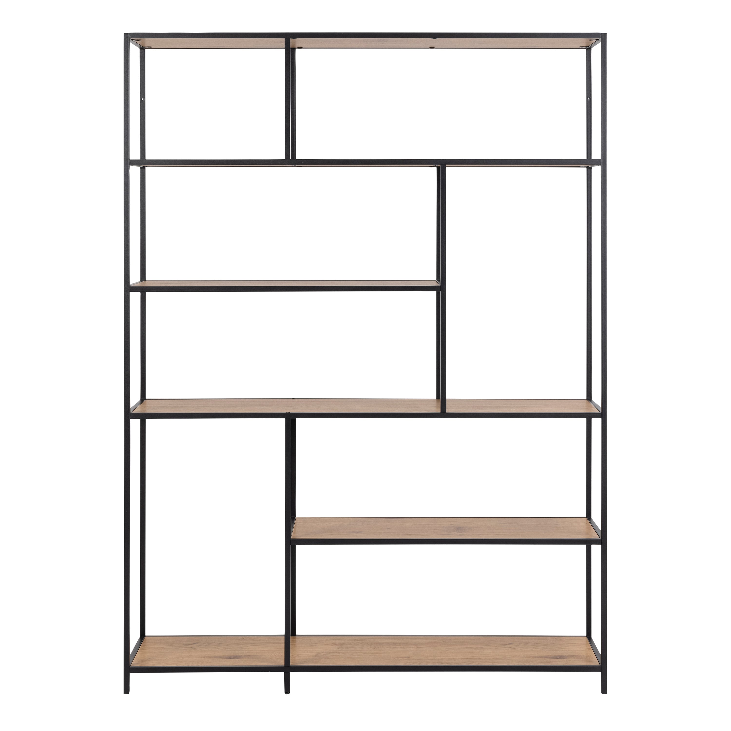 Seaford Bookcase with 5 Shelves in Black and Oak