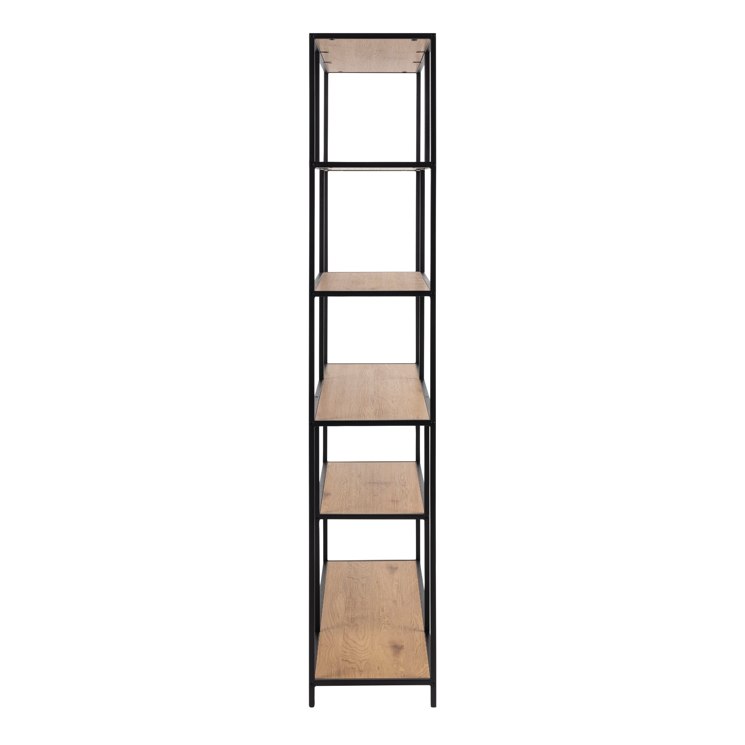 Seaford Bookcase with 5 Shelves in Black and Oak