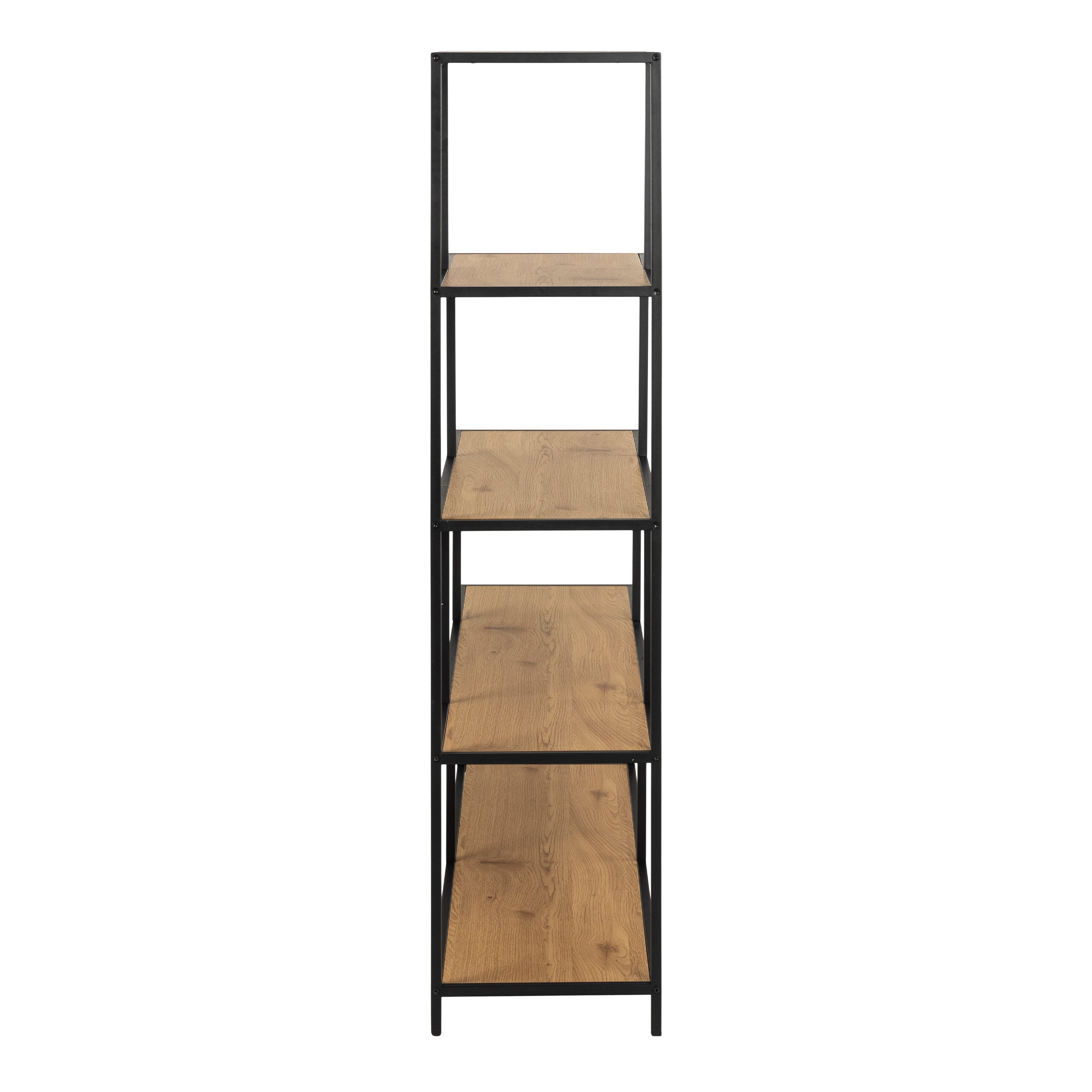 Seaford Bookcase with 4 Shelves in Black and Oak