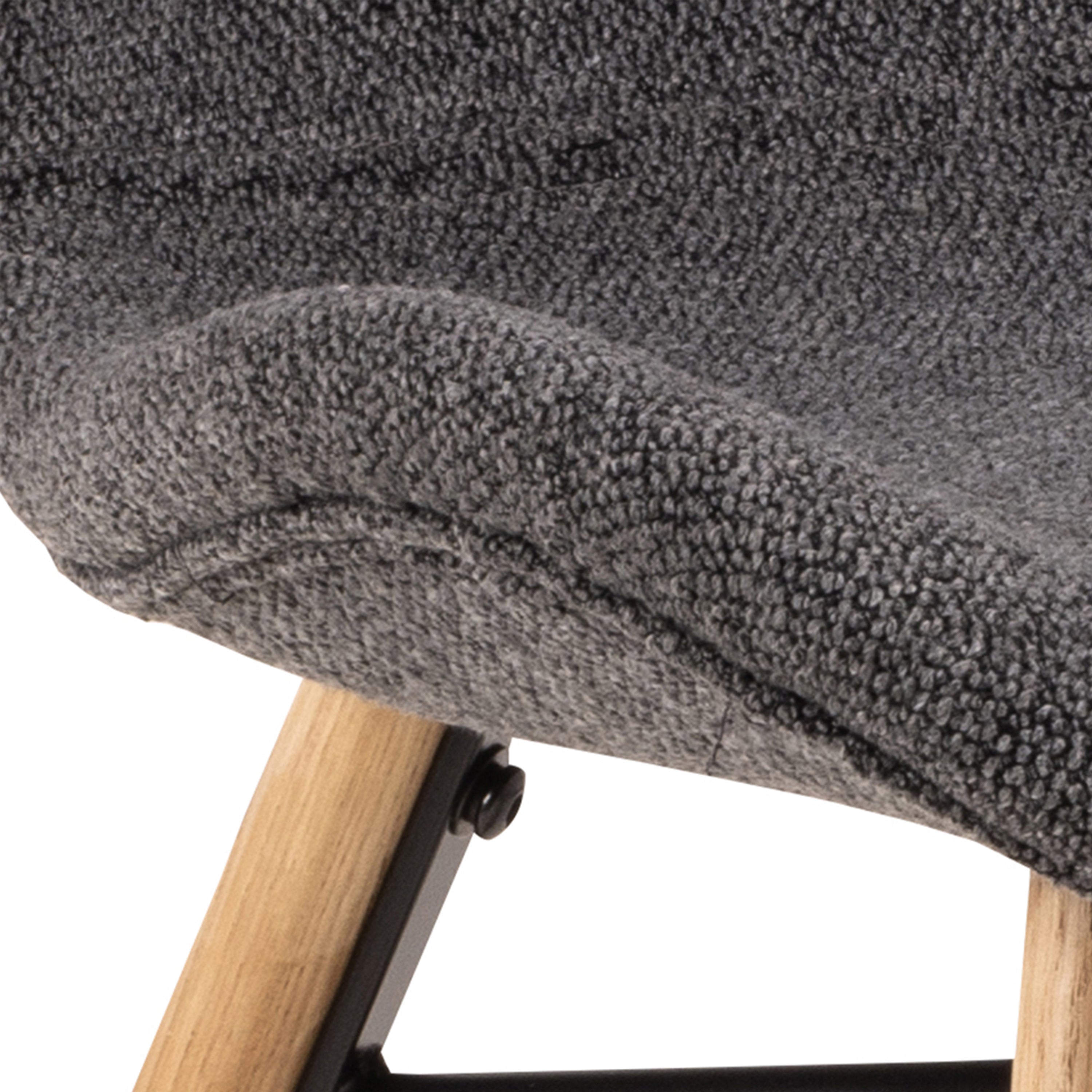 Townsville Round Dining Table in White and Oak Included 4 Batilda Dining Chairs with Grey Fabric and Oak