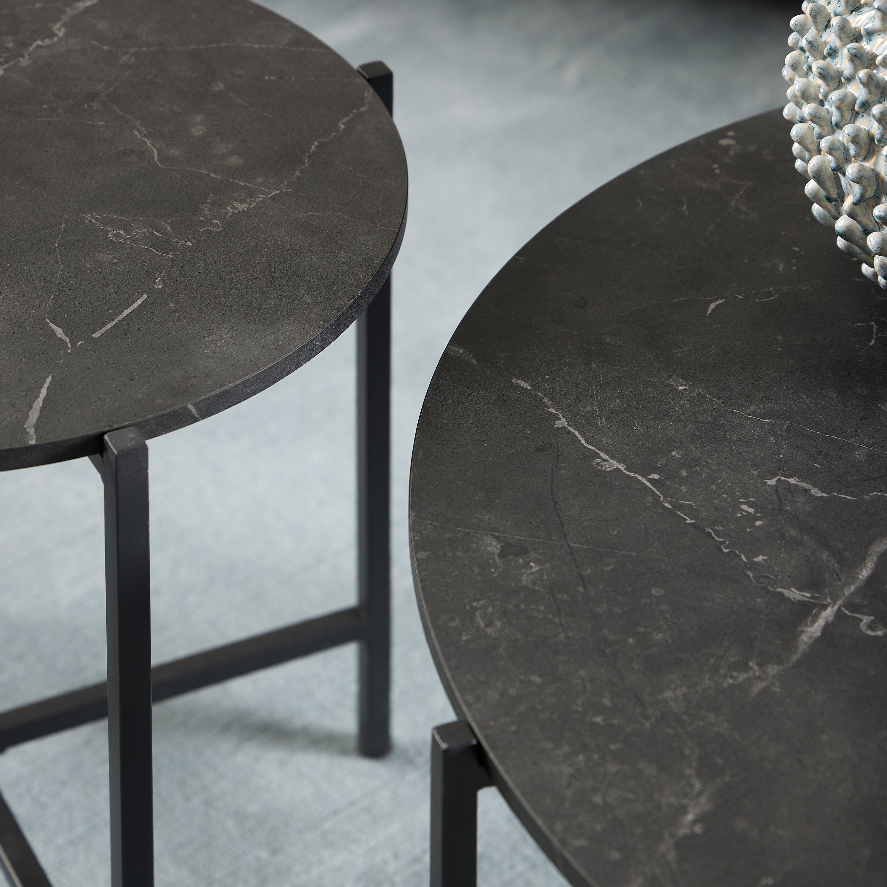 Lamoine Round Side Table in Matt Black