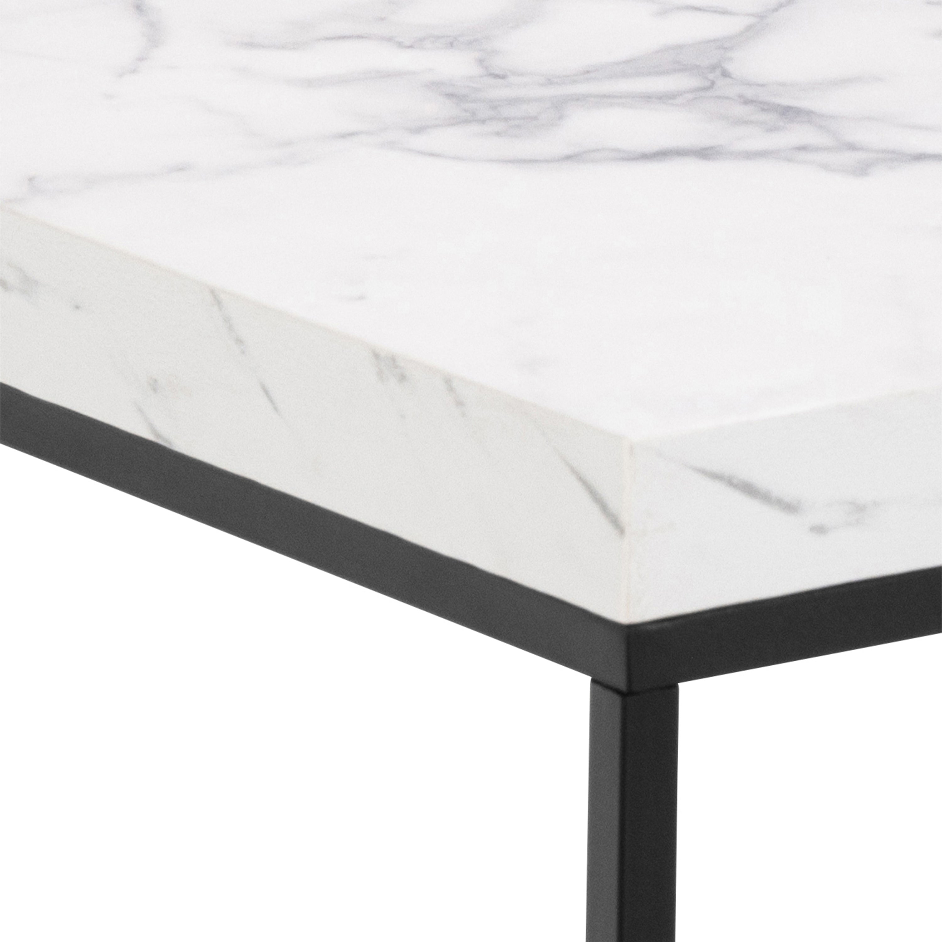 Barossa Coffee Table with White Marble Carrara Top & Black Base 40cm