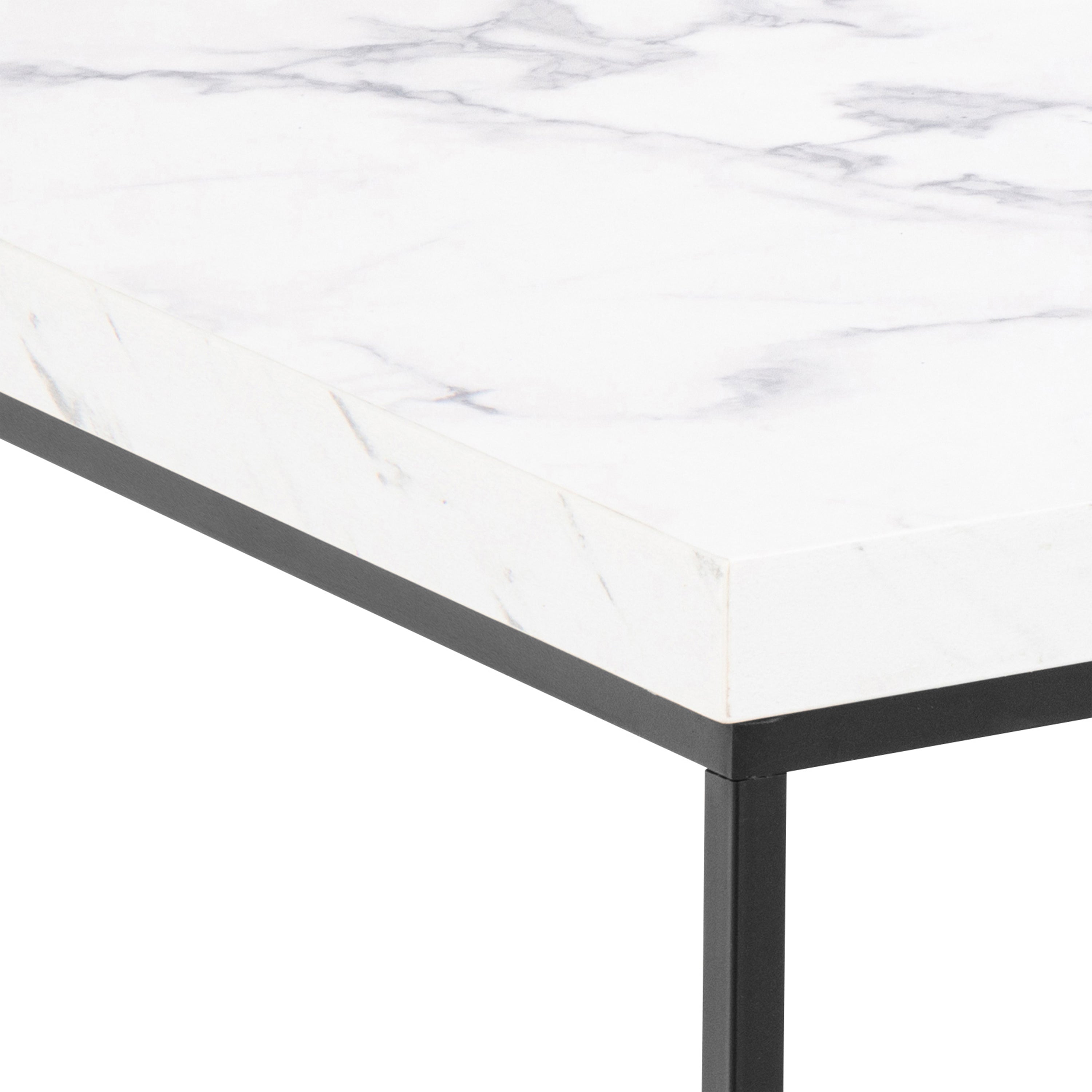 Barossa Coffee Table with White Marble Carrara Top & Black Steel Base 60cm