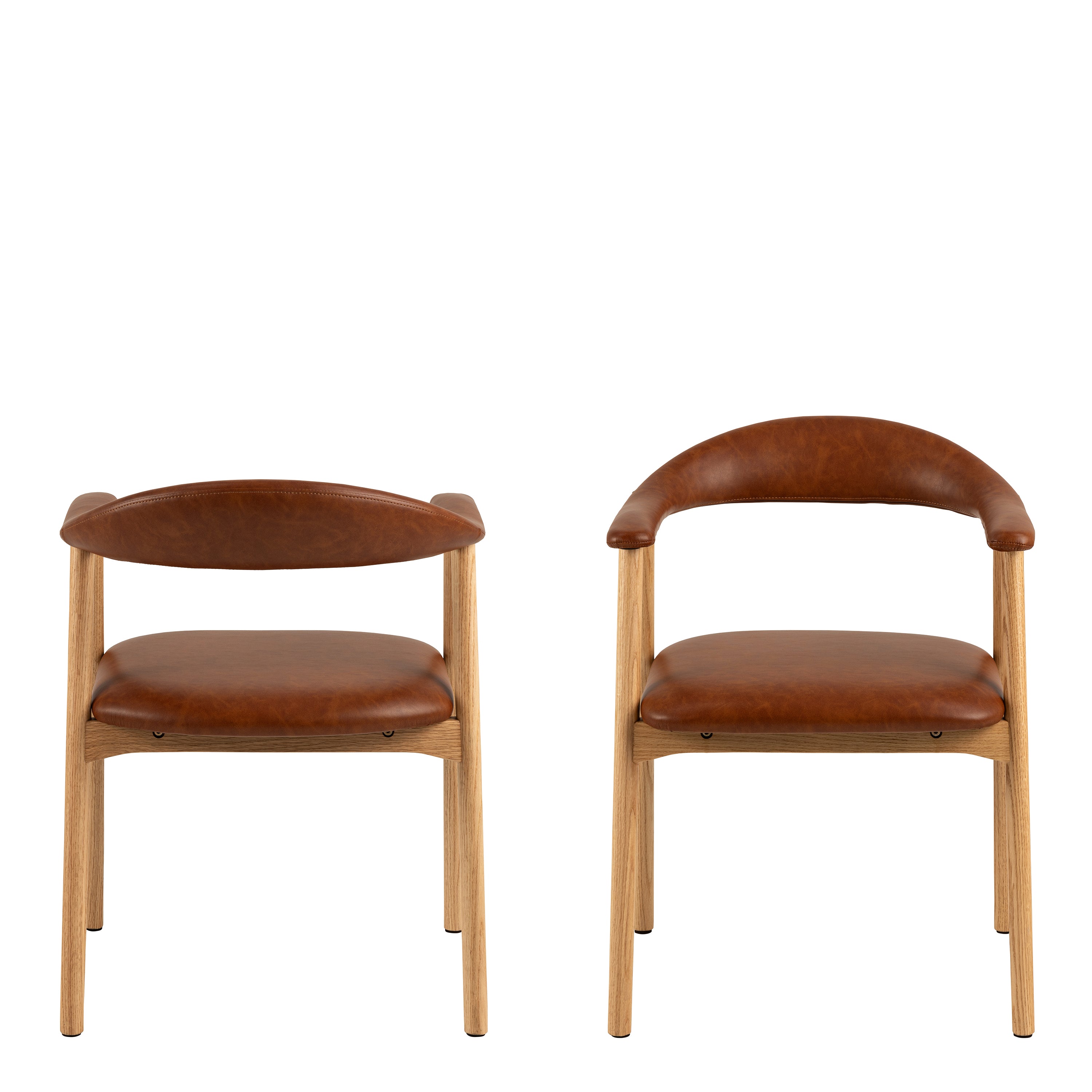 Addi Dining Chair With Armrest in PU Retro Brandy Set of 2