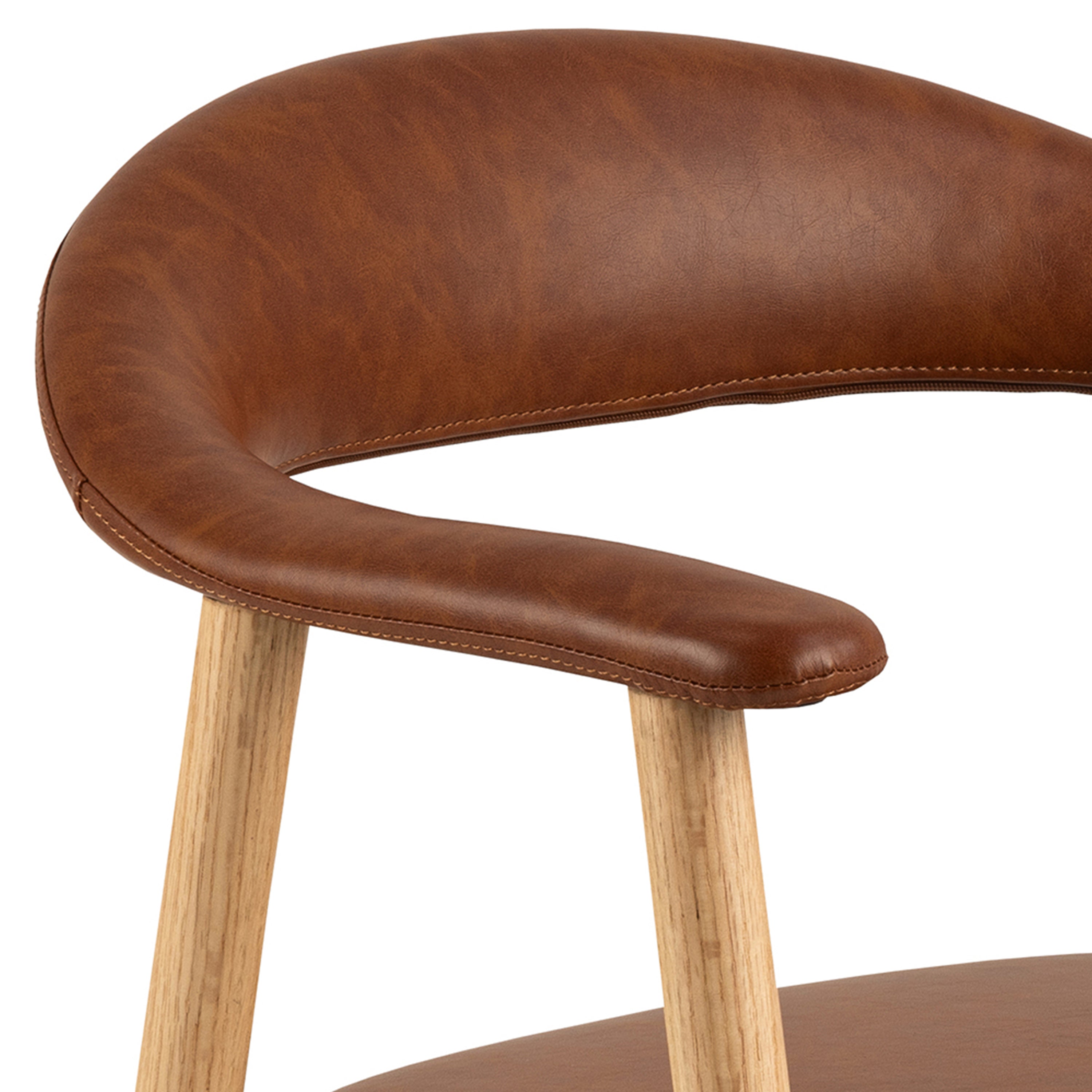 Addi Dining Chair With Armrest in PU Retro Brandy Set of 2