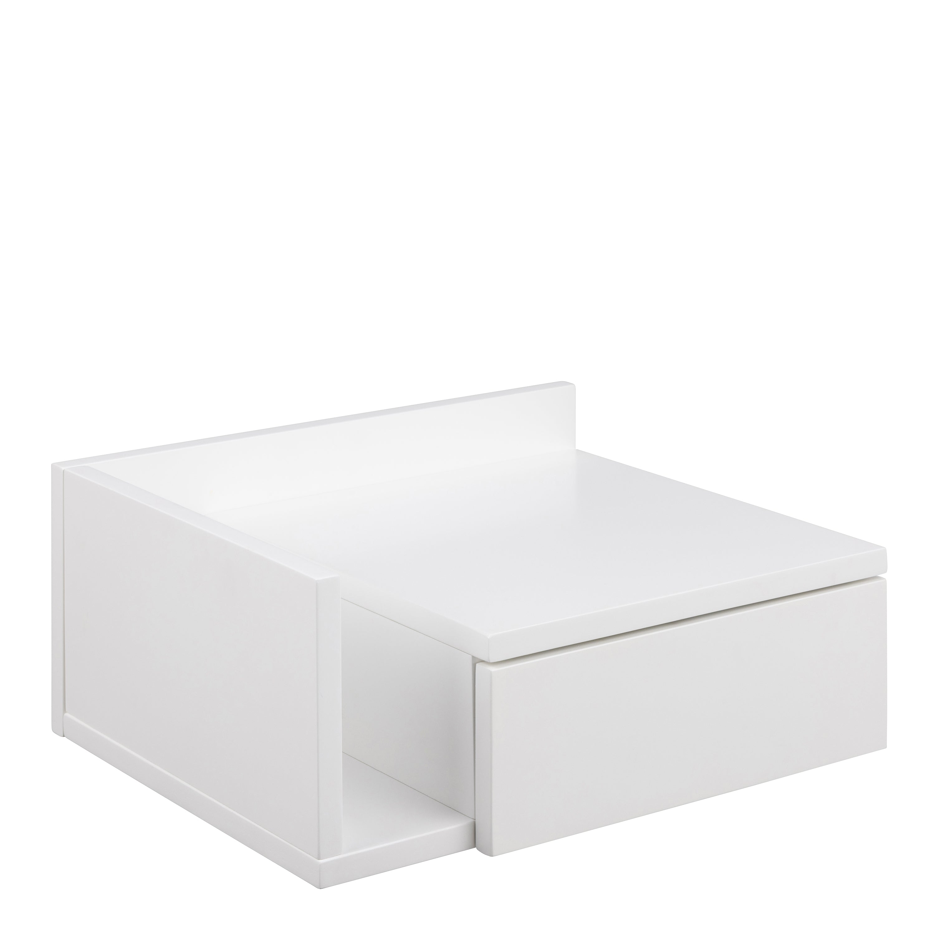 Ashlan 1 Drawer Wall Mounted Square Bedside Table in White