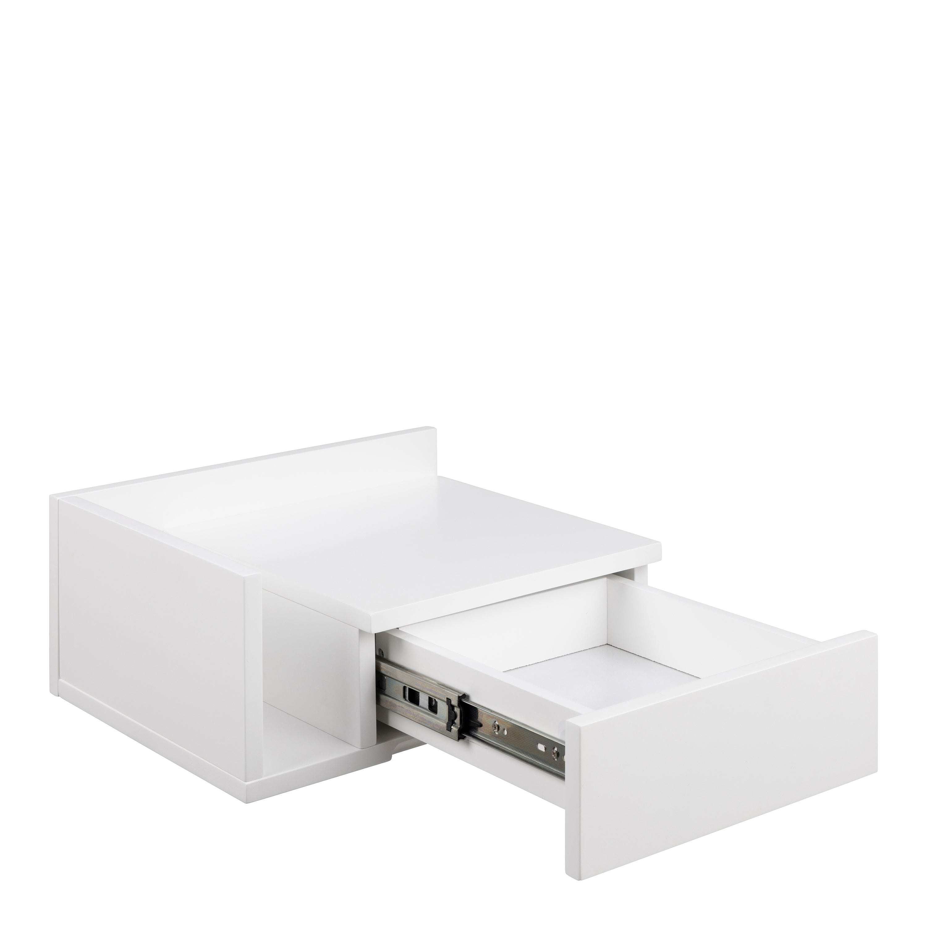 Ashlan 1 Drawer Wall Mounted Square Bedside Table in White
