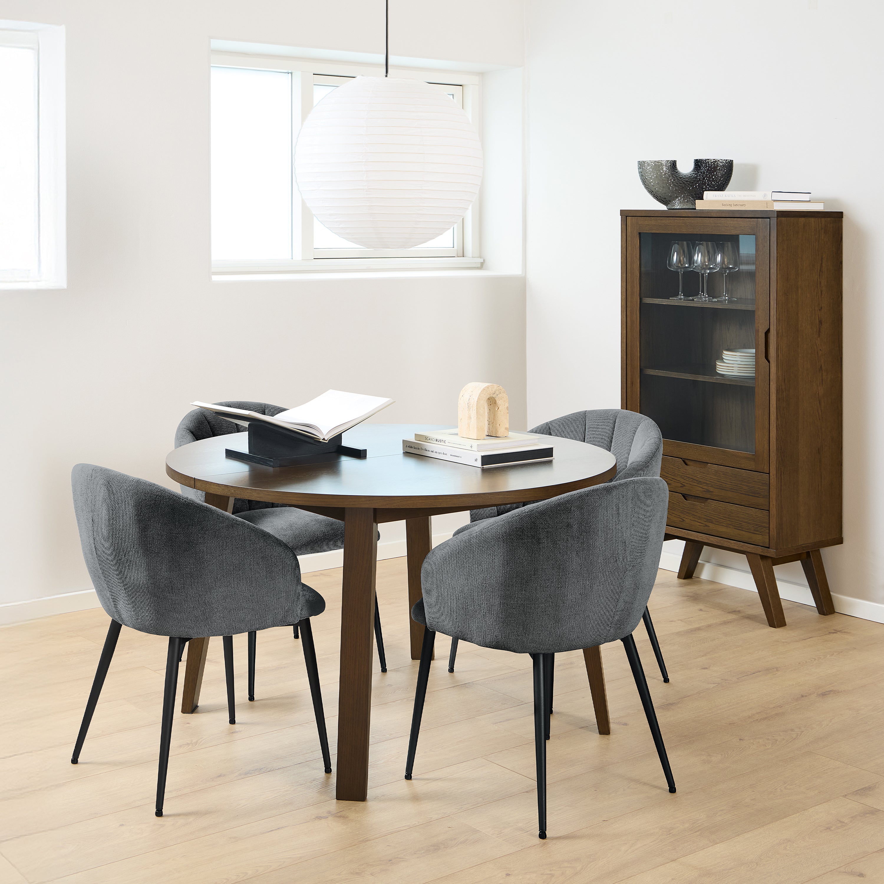 A-Line Round Extendable Dining Table in Smoked Oak 120/220 x 120 x 75cm