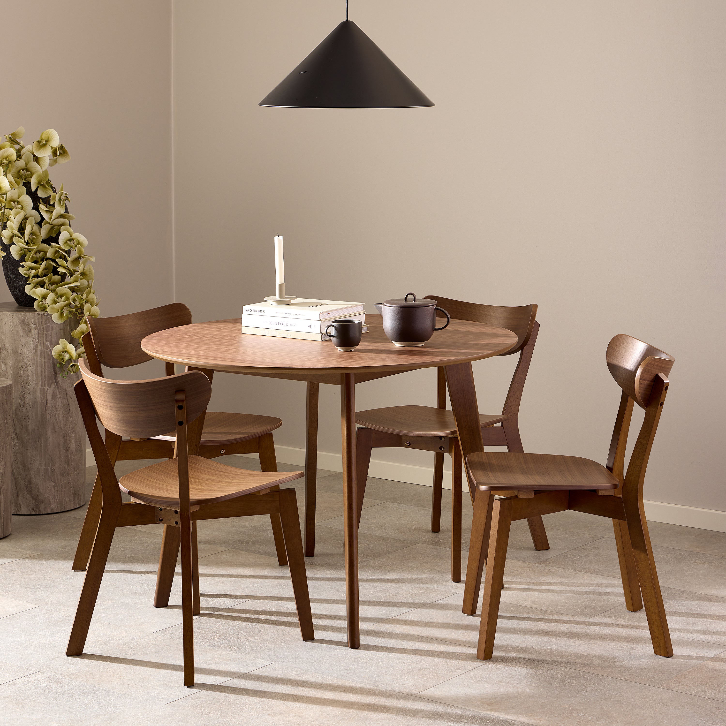 Roxby Round Dining Table in Walnut 105x76cm