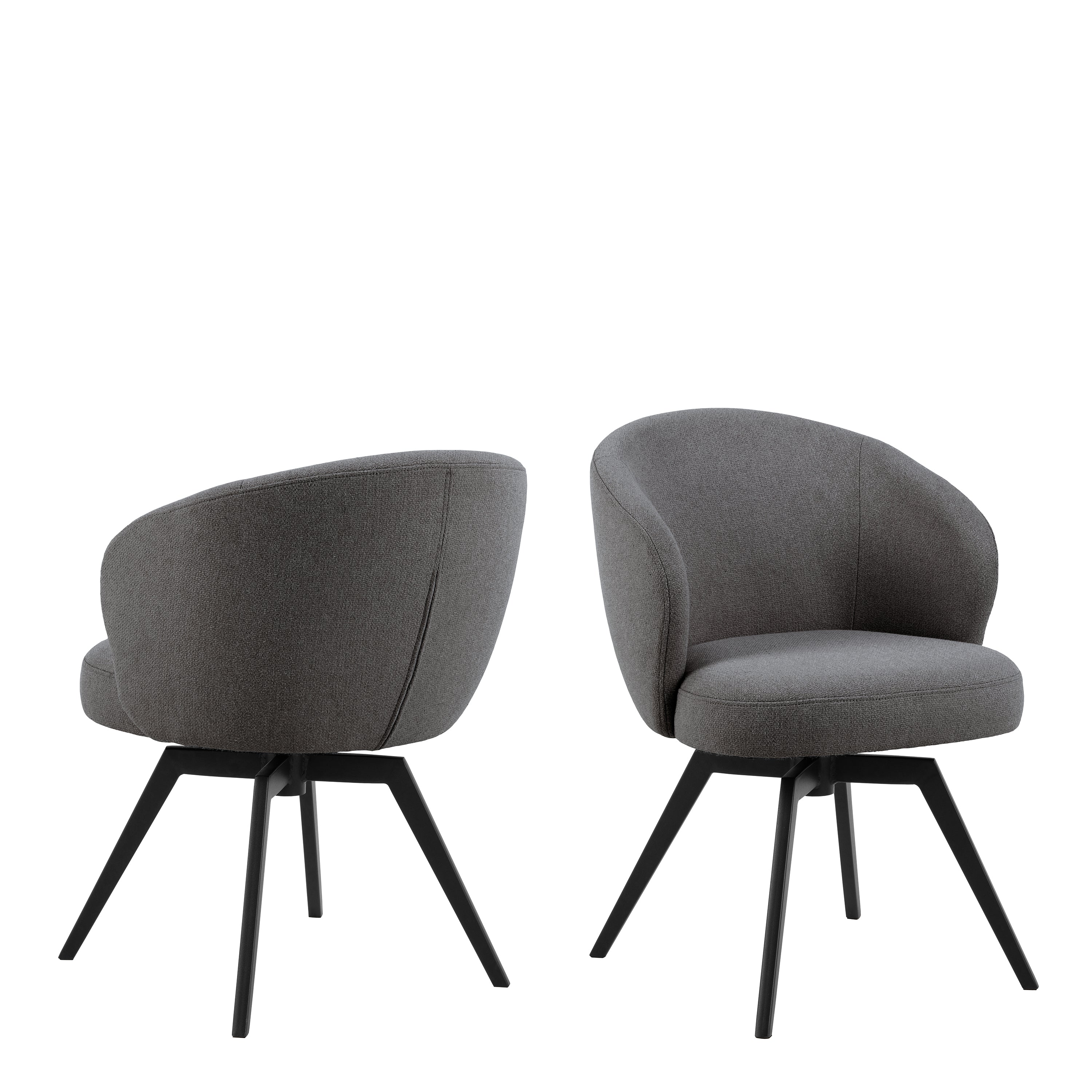 Darlene Dining Chair with Armrest and Swivel Function in Grey