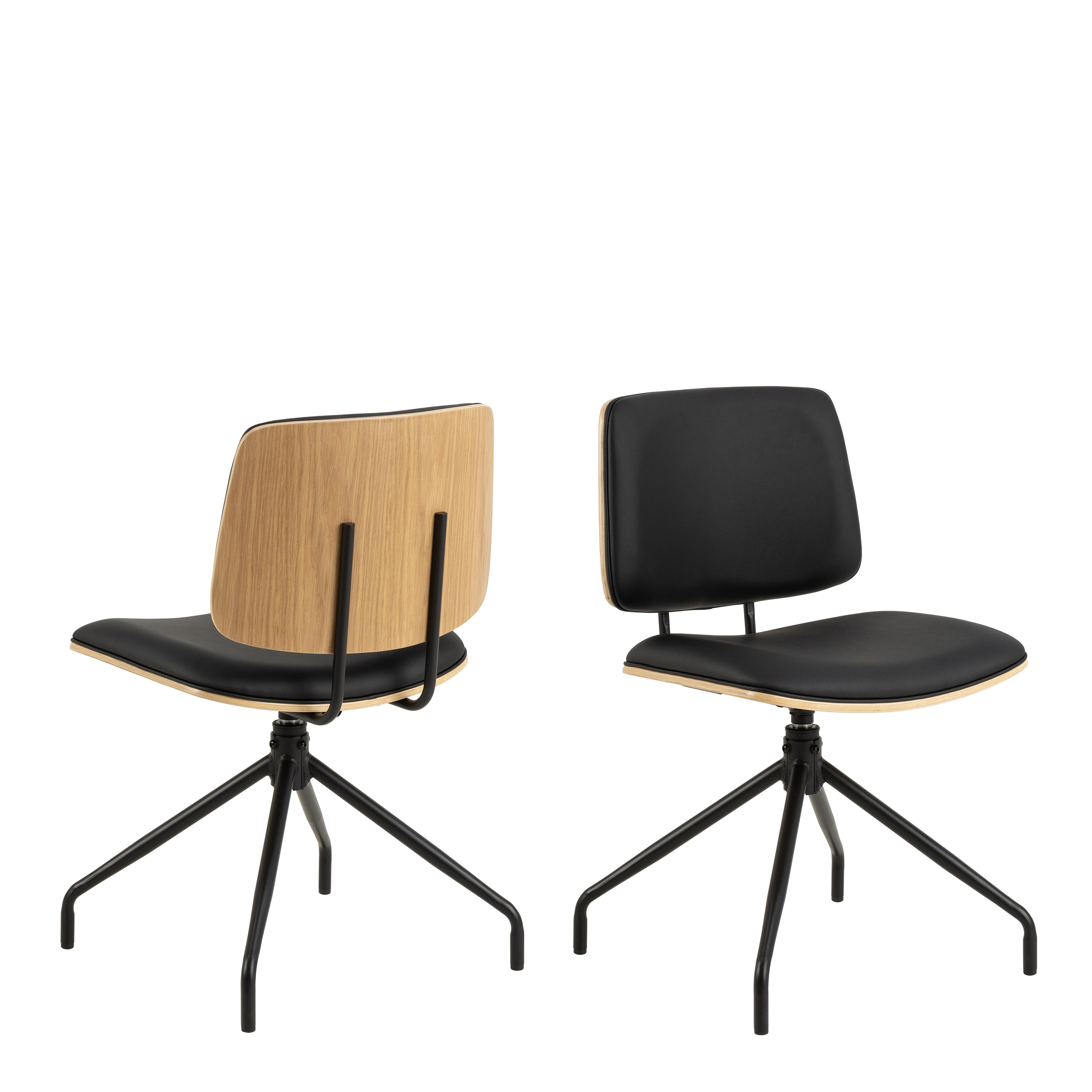 Owen Swivel Dining Chairs in Matt Black Set of 2