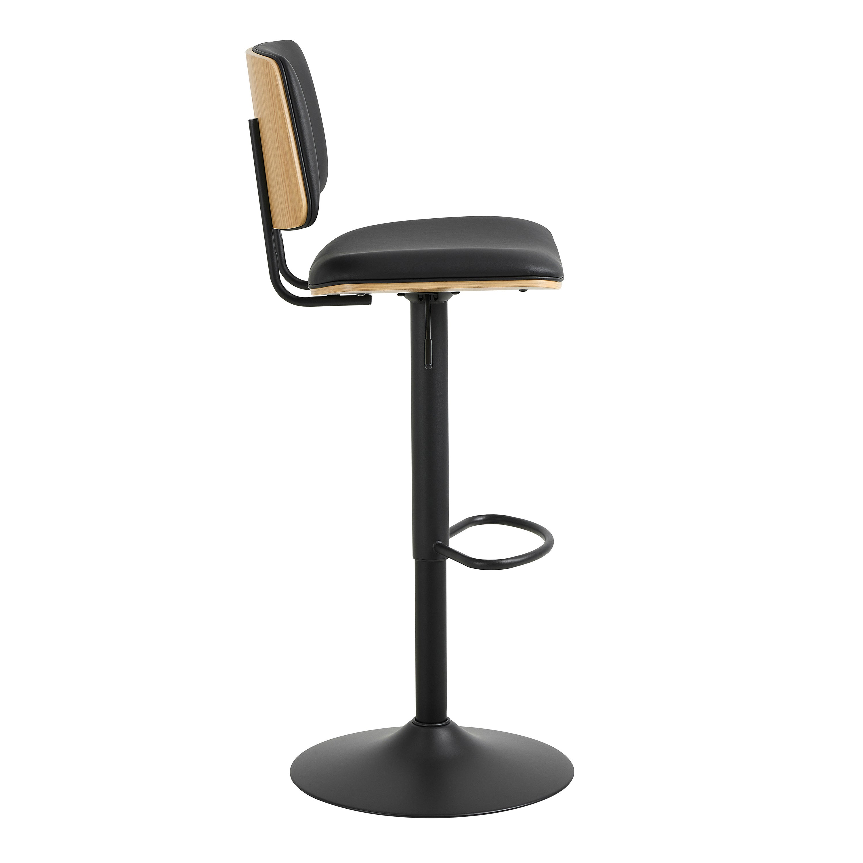 Owen Swivel Bar Stool With Height Adjustable Function in Matt Black
