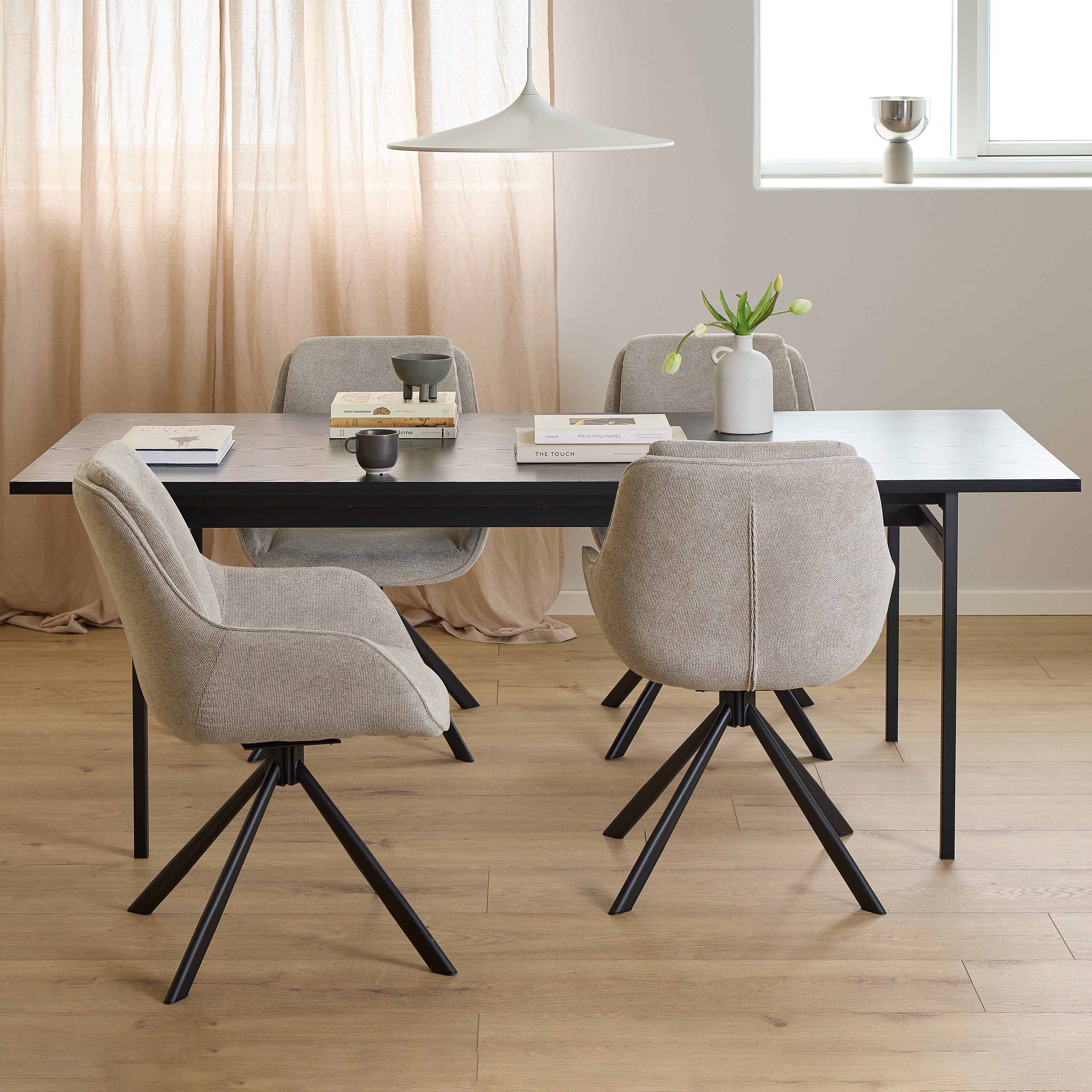 Carrie Swivel Dining Chair in Sand Set of 2