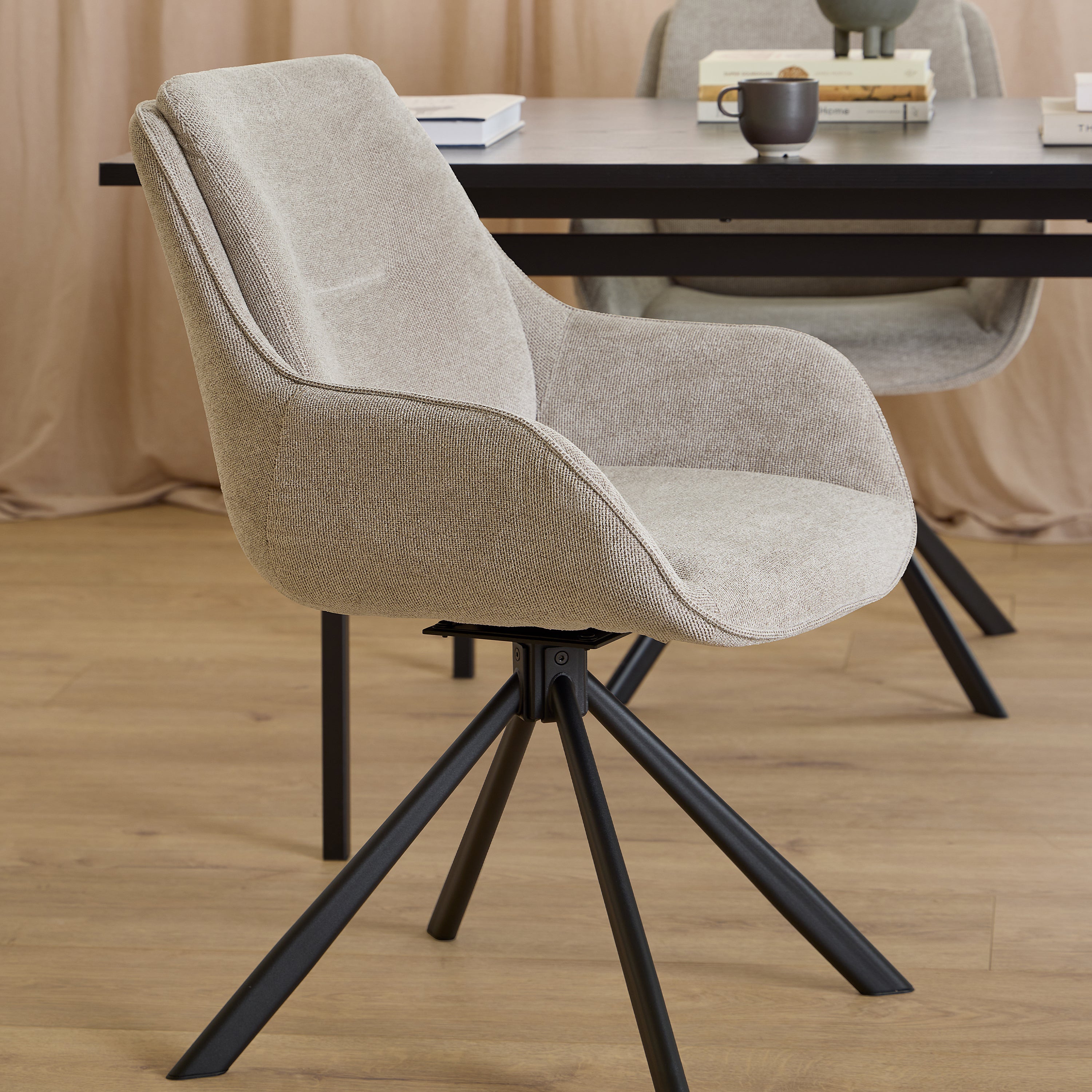 Carrie Swivel Dining Chair in Sand Set of 2