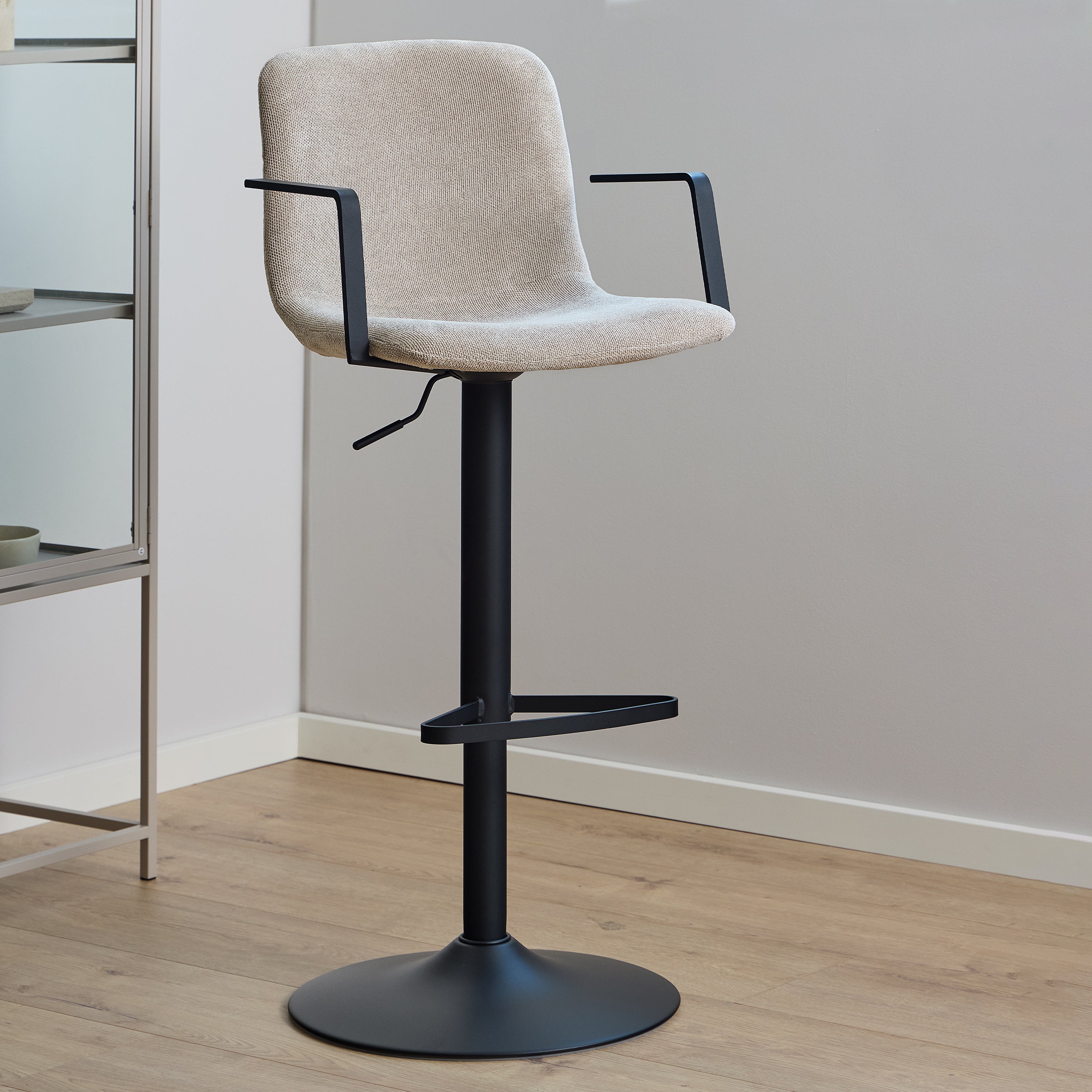 Pablo Swivel Beige Bar Stool With Adjustable Height Function Set of 2