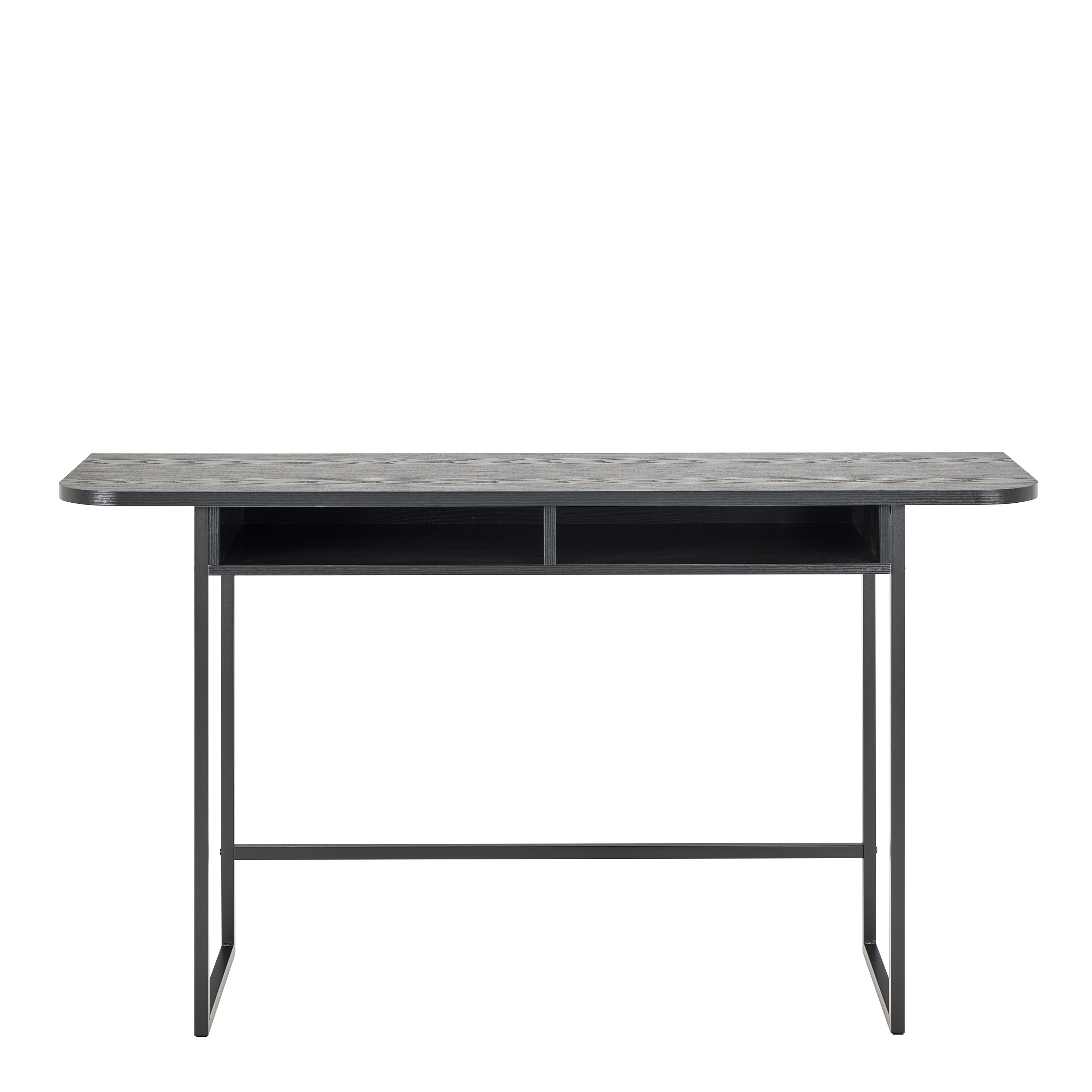 Darlington Console Table With Open Shelf and Oak Top in Black