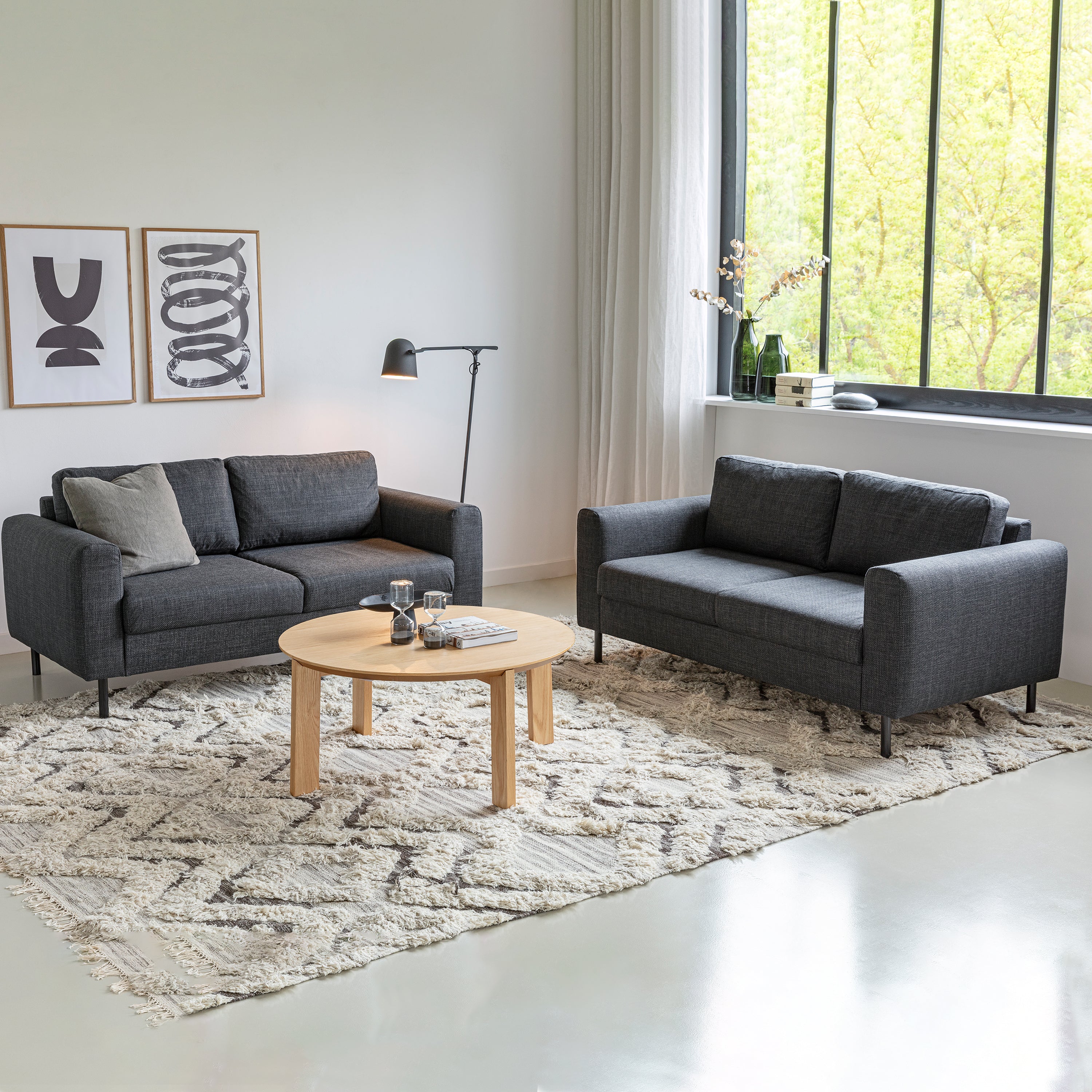 Omaha 2 Seater Sofa in Dark Grey and Basel Fabric