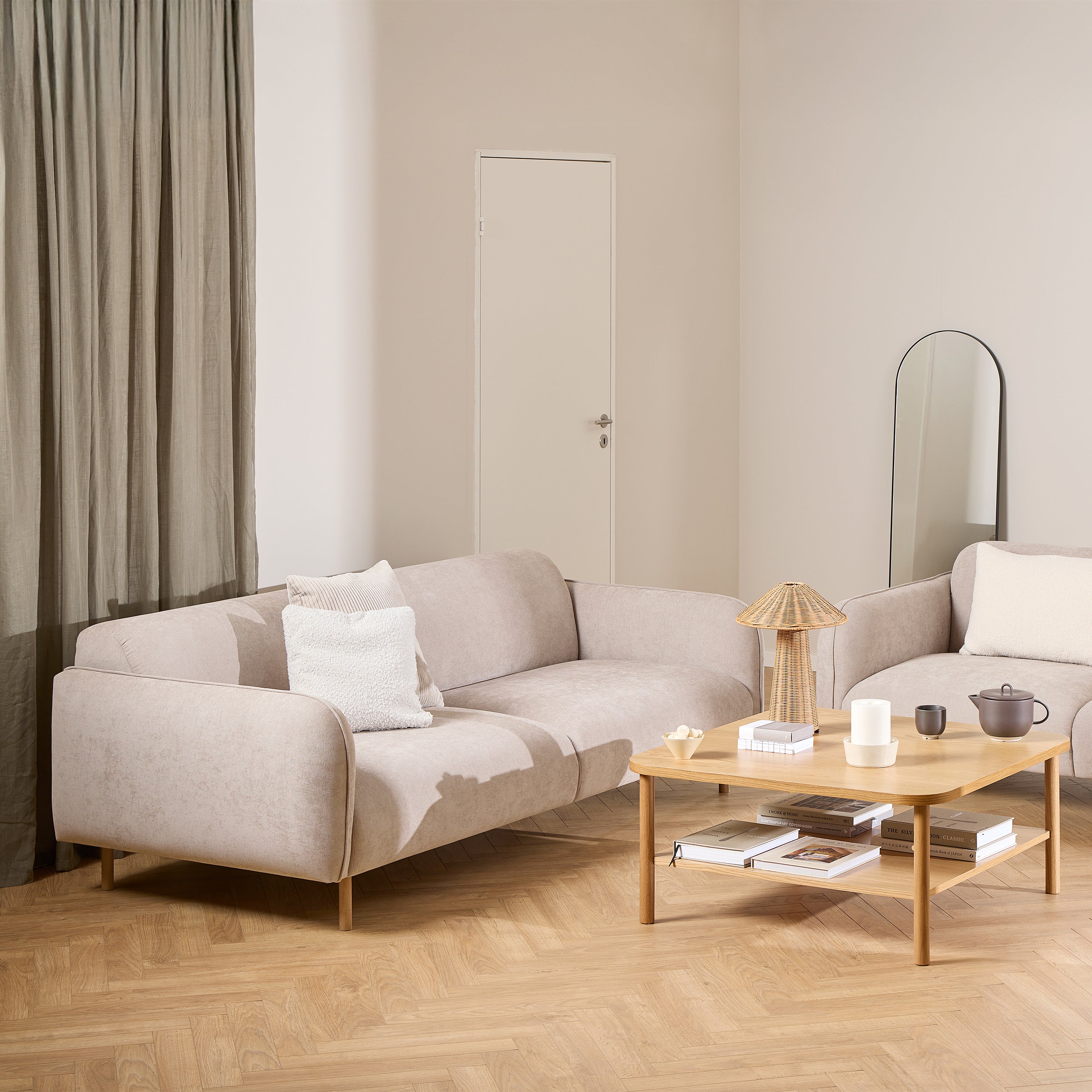 Westham 3 Seater Sofa in Fay Beige Fabric