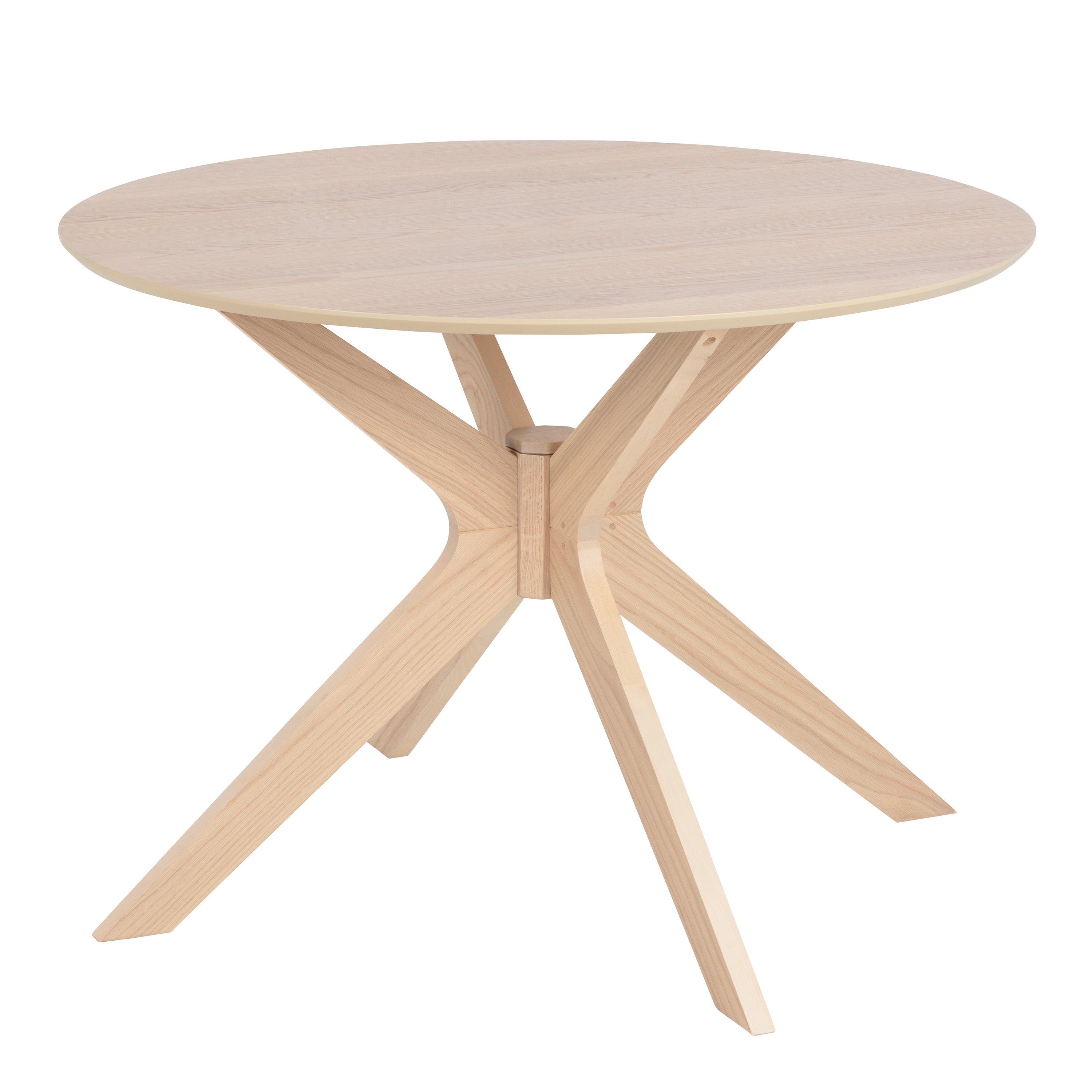 I_Duncan Round Dining Table in White Oak Included 4 Cassandra Dining Chair with Armrest in White Oak
