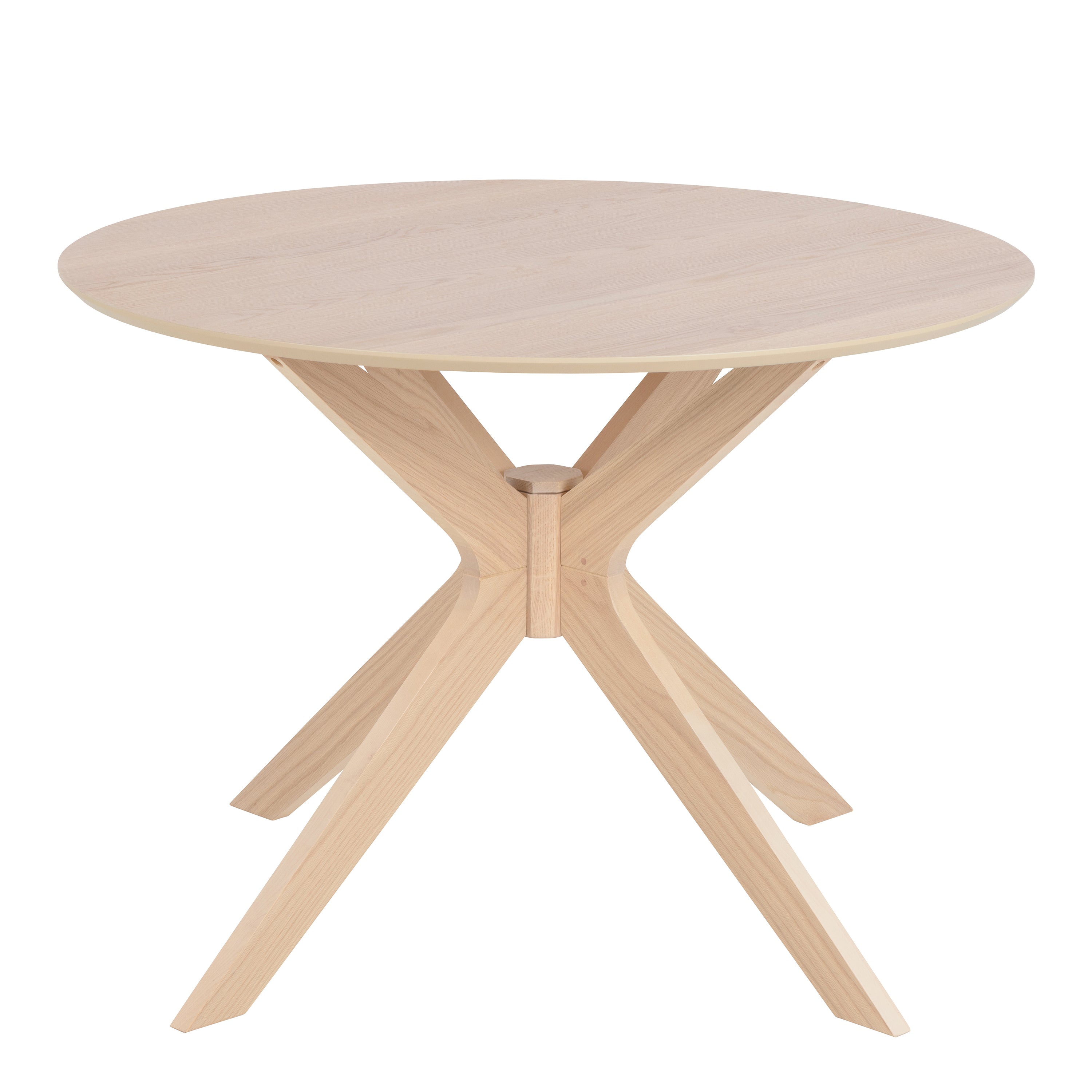 I_Duncan Round Dining Table in White Oak Included 4 Cassandra Dining Chair with Armrest in White Oak