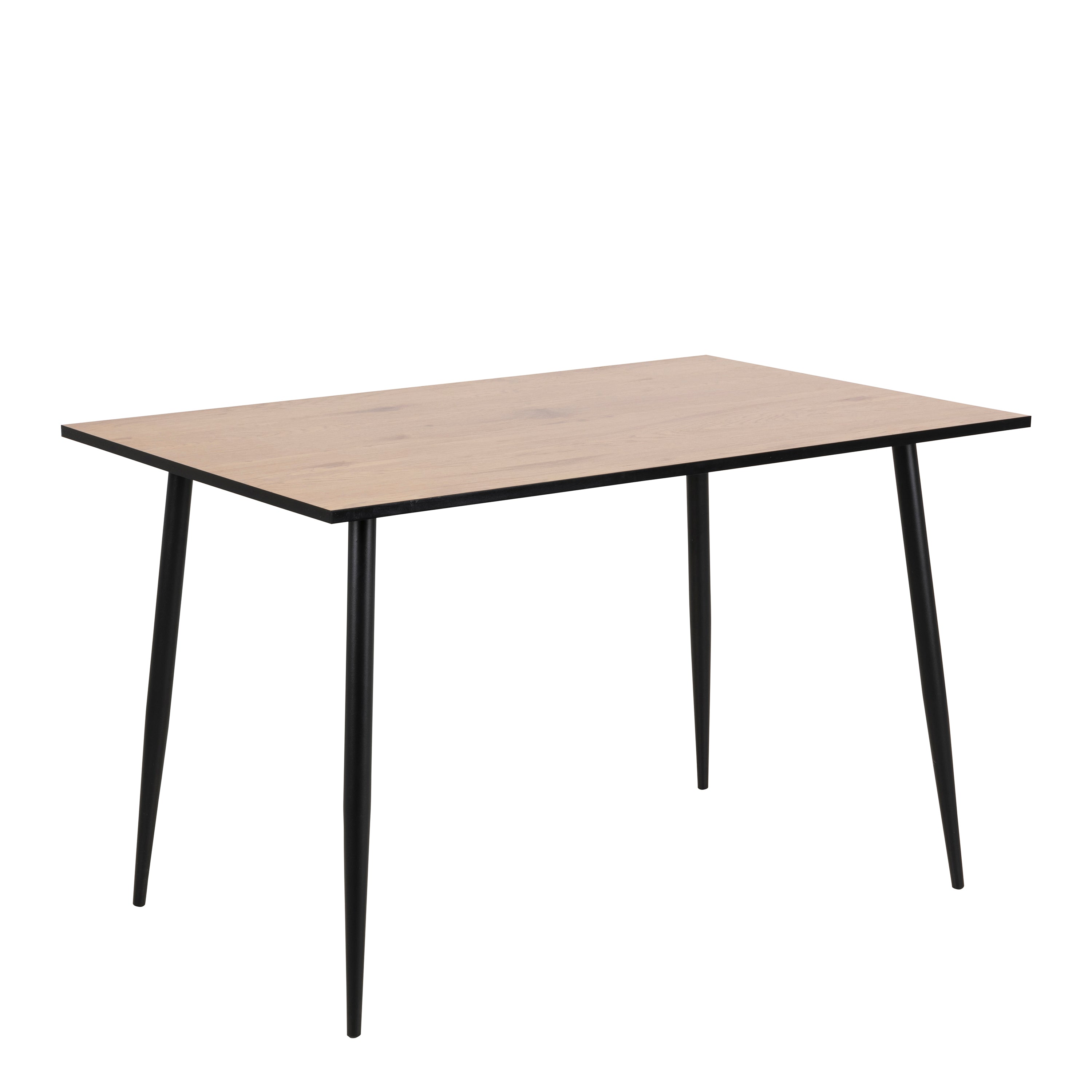 Wilma Dining Table with Oak Top & Black Legs Included 4 Celia Dining Chair in Light Grey