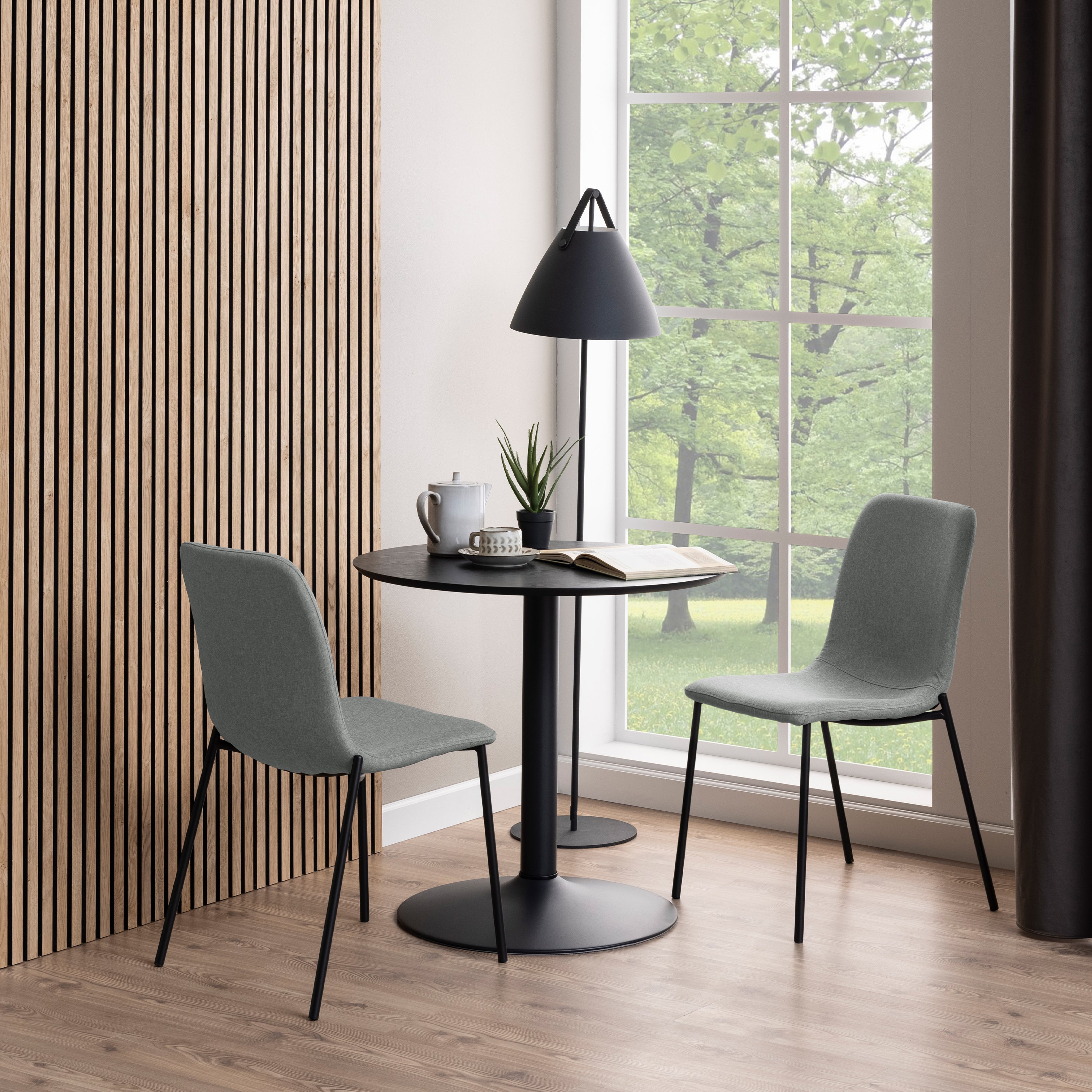 Ibiza Small Round Caf̩ Table with Black Ash Top and Matt Black Base