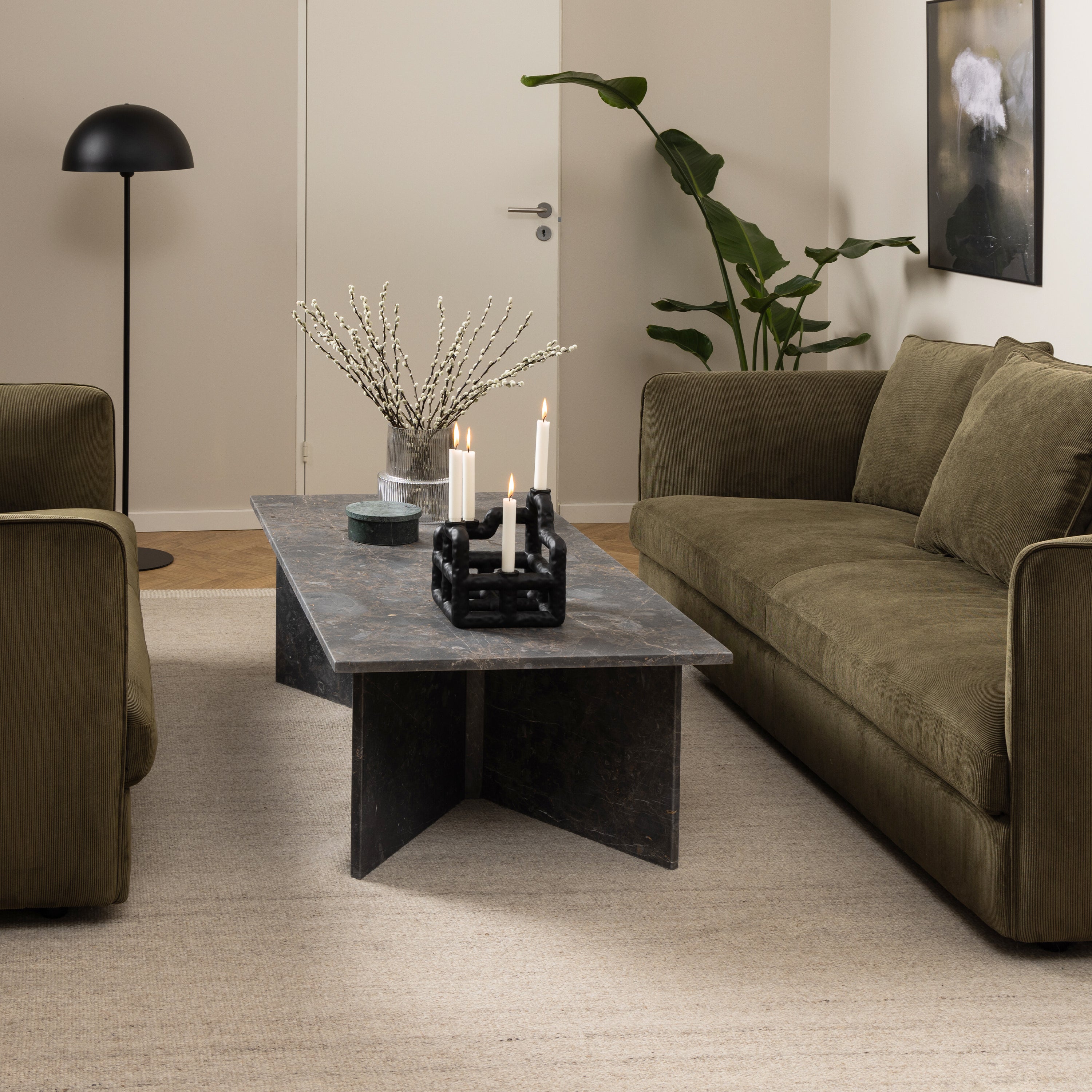 Vega Rectangular Coffee Table with Marron Marble Top 140cm