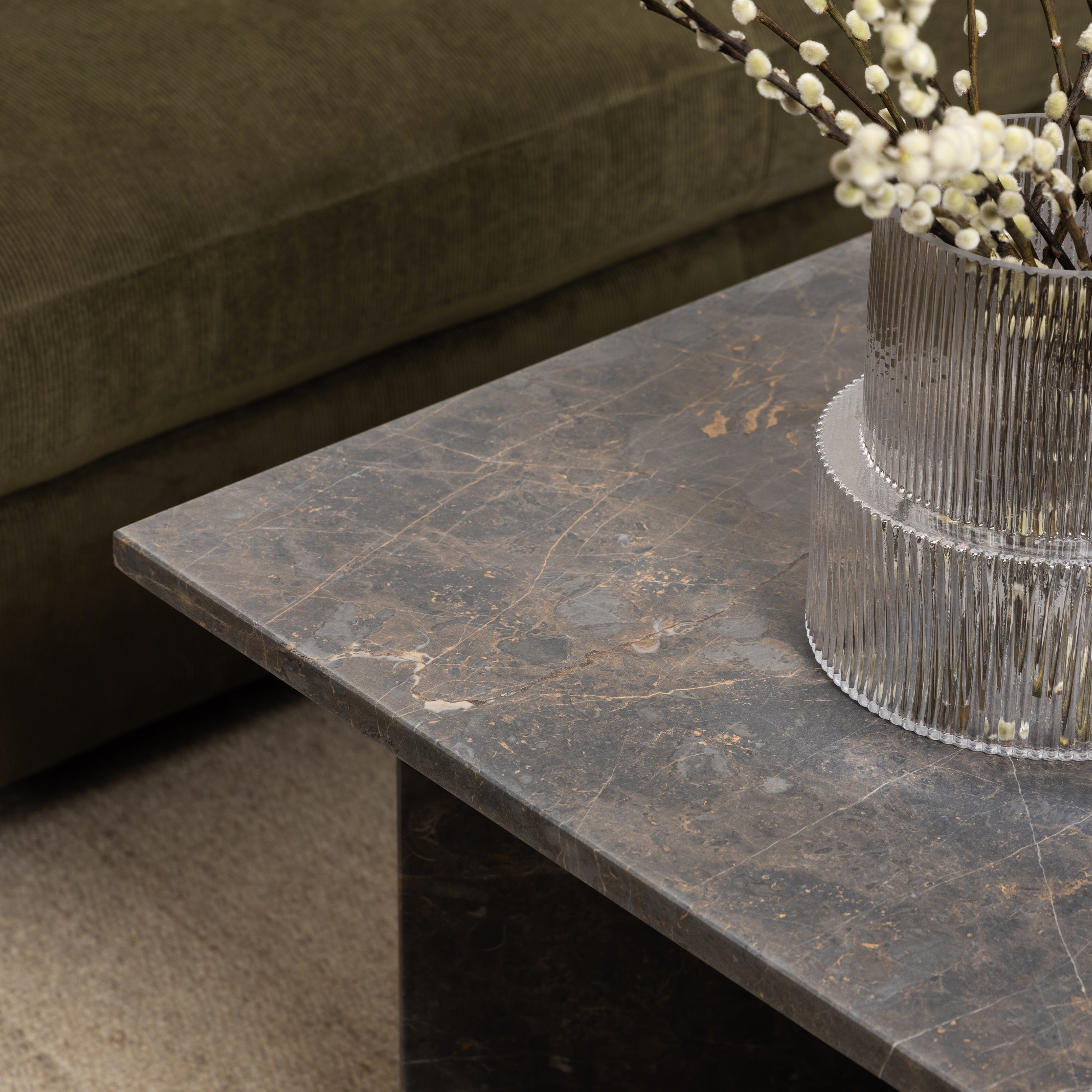 Vega Rectangular Coffee Table with Marron Marble Top 140cm